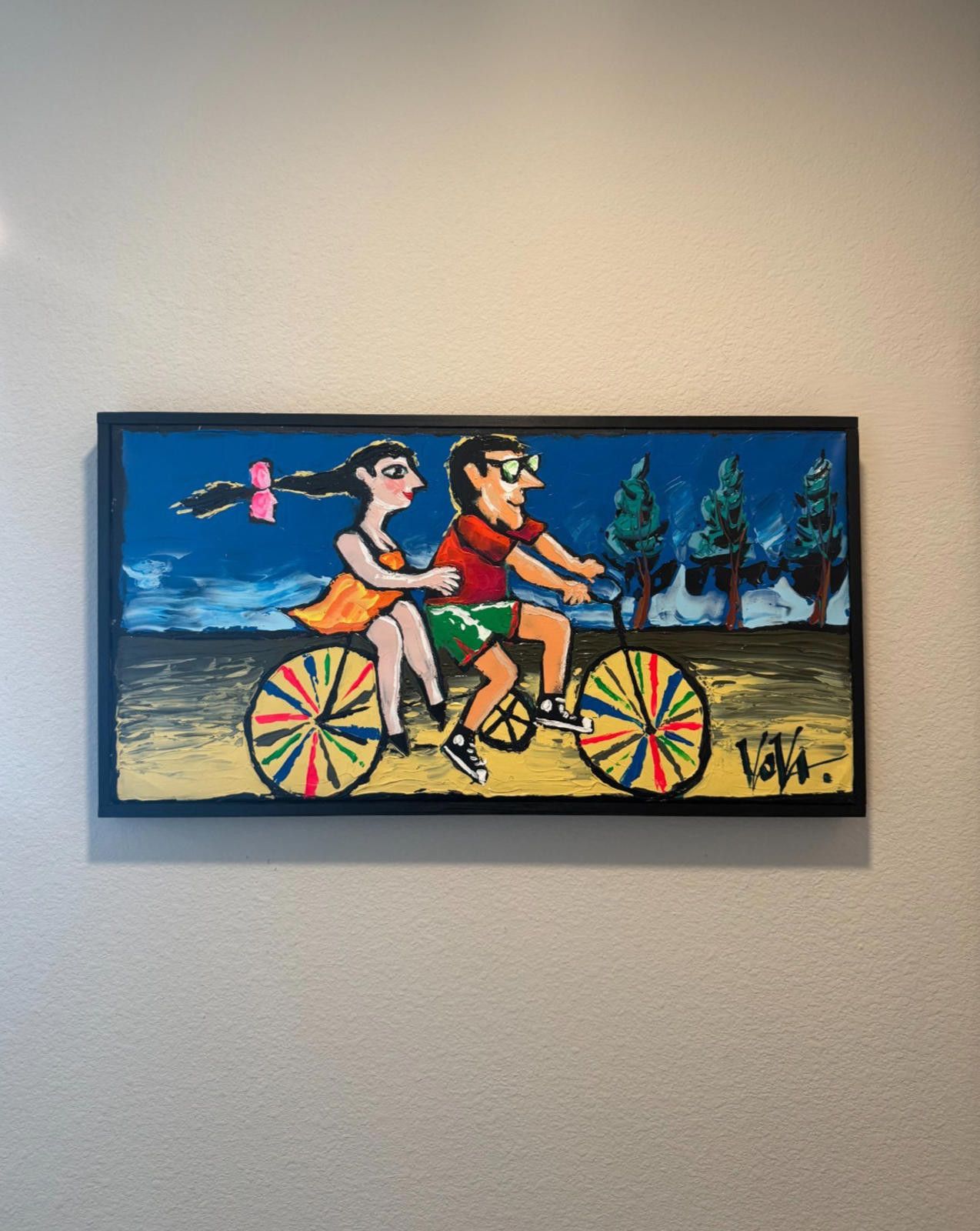 Other Original Vova Vladimir Mingar Acrylic Painting Bicycle Coupl Size ONE SIZE - 1 Thumbnail