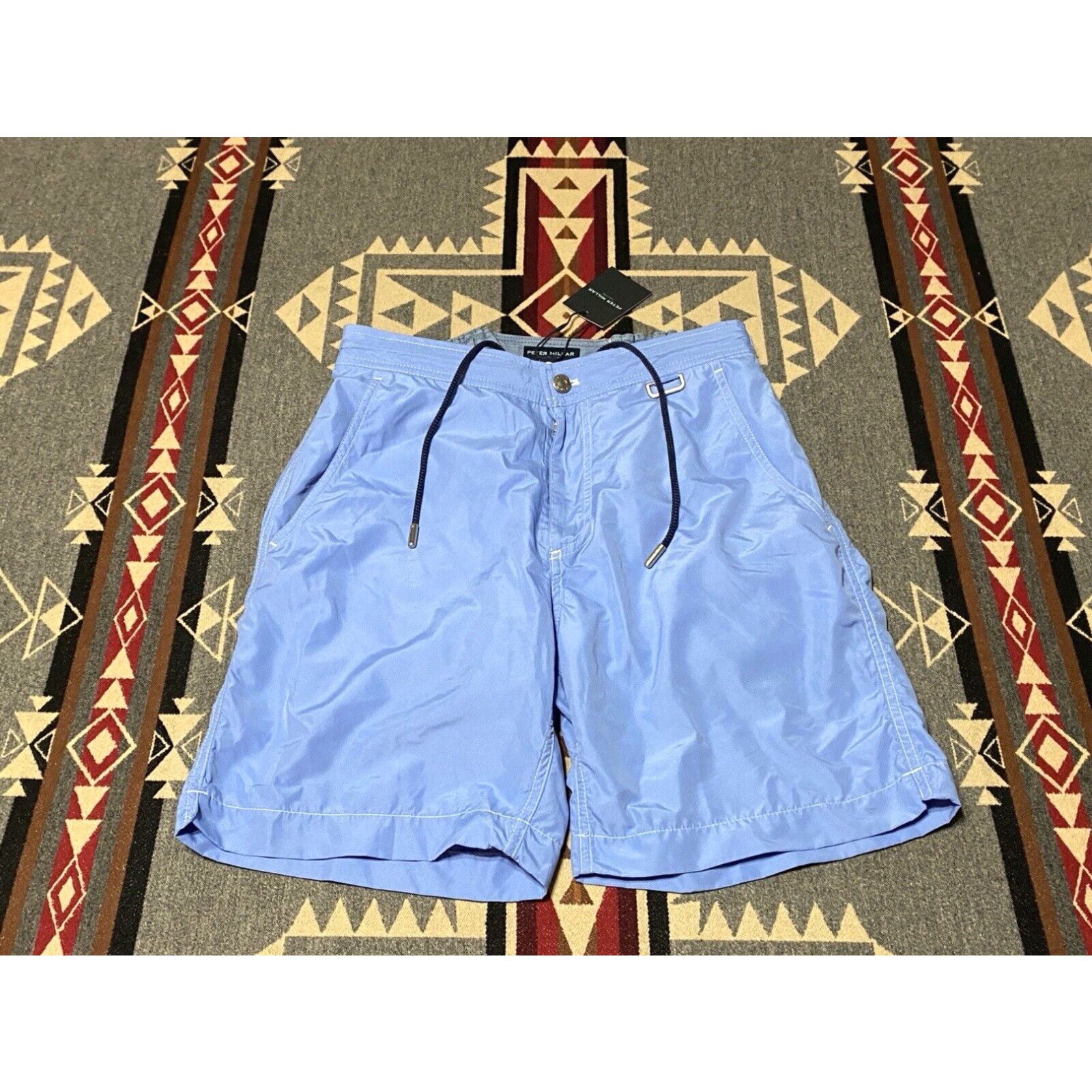 image of Peter Millar Collection Blue Bathing Suit Swim Trunks Shorts Size S NWT $168 T62 in White, Men's