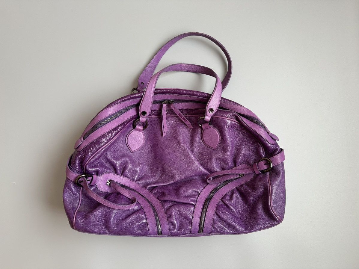 Moschino Moschino Purple Crinkled Patent Double Zip Pocket Duffel Bag Size ONE SIZE - 1 Thumbnail
