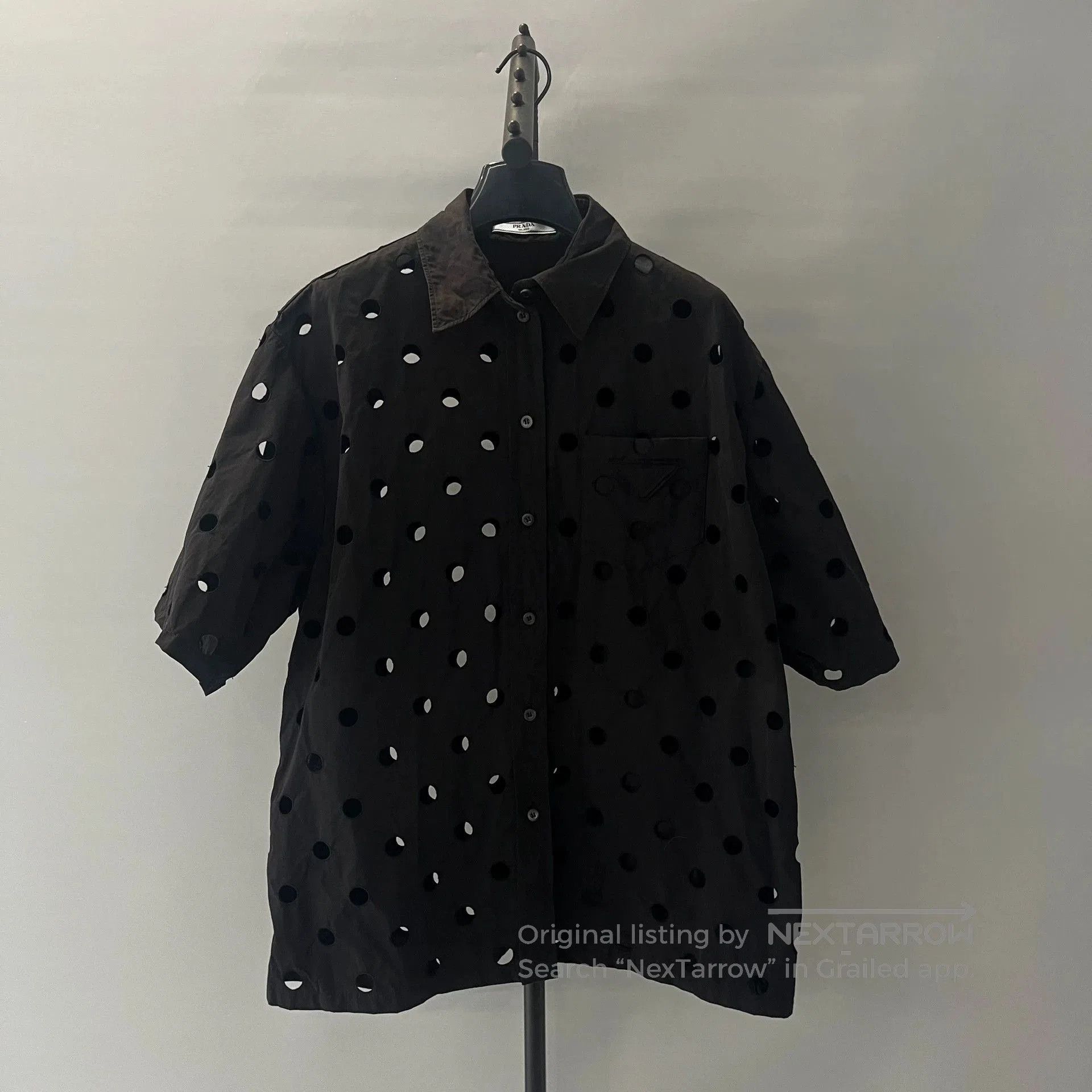 Prada PRADA Show Black Shirt with Holes. Size US XL / EU 56 / 4 - 1 Thumbnail