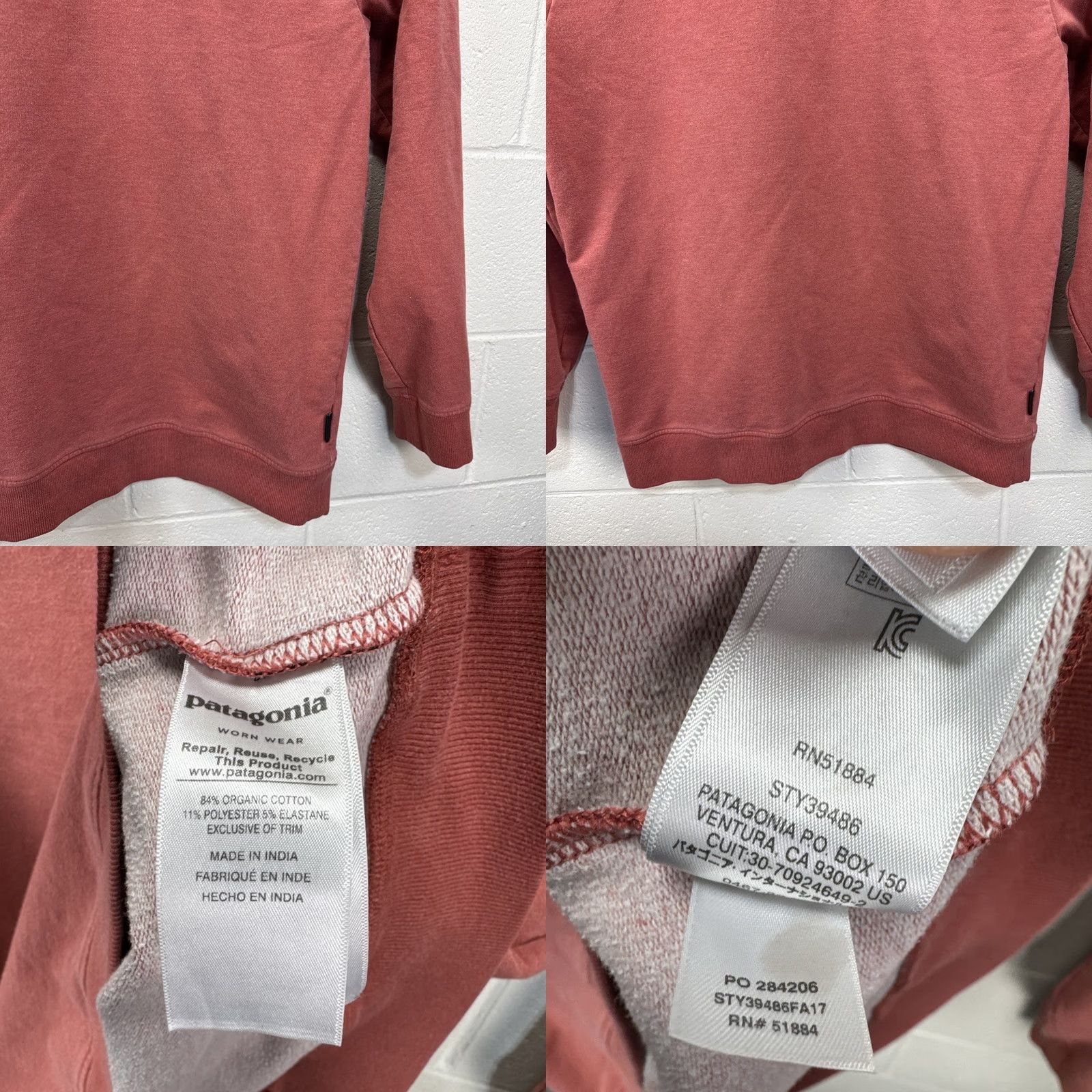 Patagonia Patagonia Mens Large P-6 Label Midweight Crew Sweatshirt Rosehip Red 39486 Size US L / EU 52-54 / 3 - 8 Thumbnail