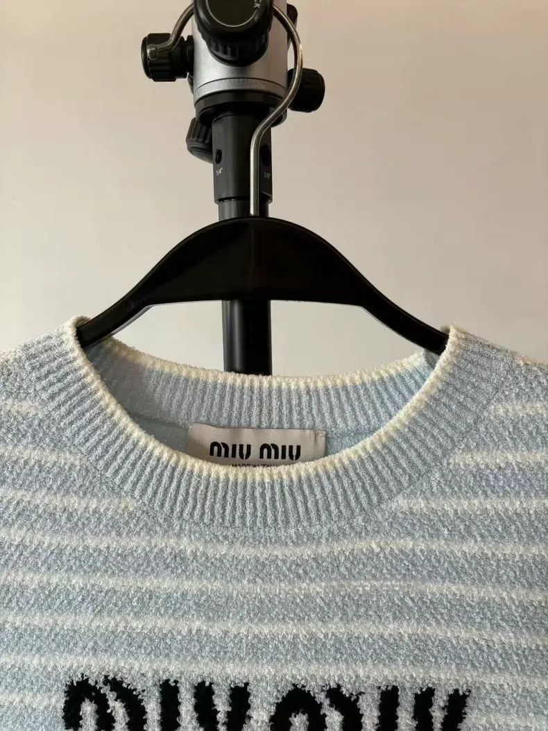 Miu Miu Miu Miu 38 Striped sky blue sweater short sleeve Size M / US 6-8 / IT 42-44 - 3 Thumbnail