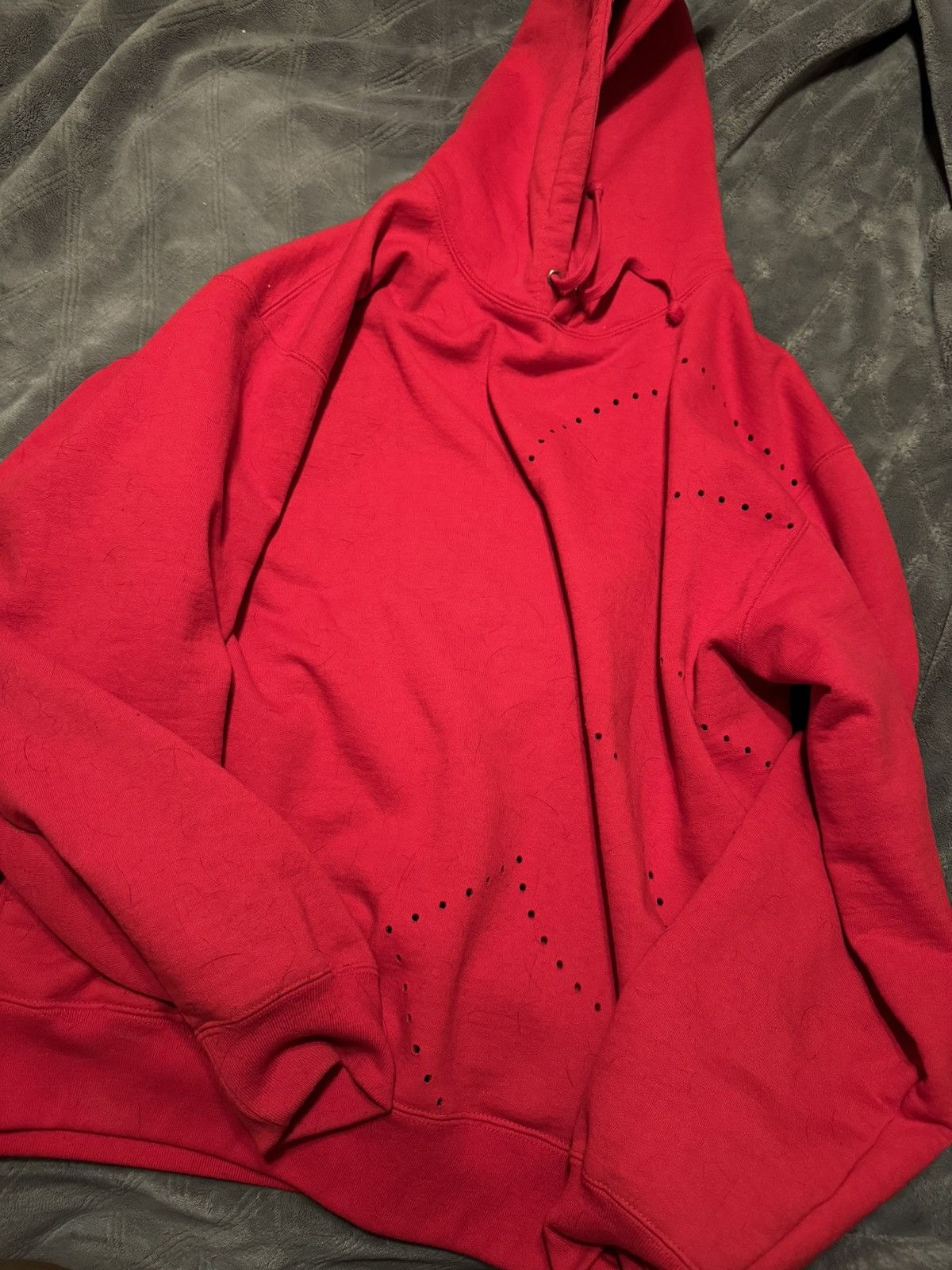 image of Supreme Laser Cut “S” Hoodie in Red, Men's (Size Large)