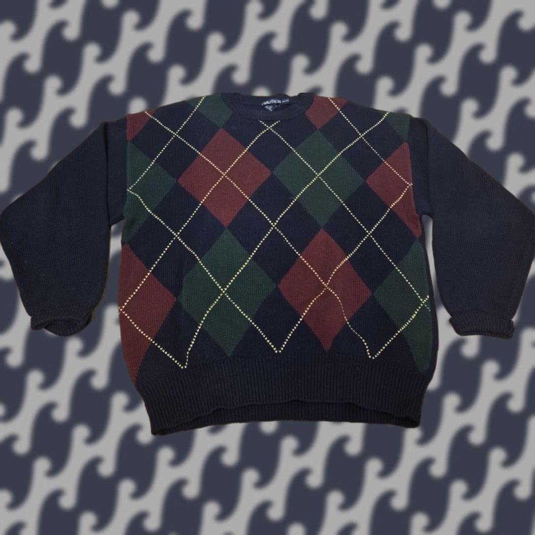 Nautica VINTAGE Nautica Sweater Mens XL Navy Argyle Crewneck Knit Cotton Preppy 90s Size US XL / EU 56 / 4 - 1 Thumbnail