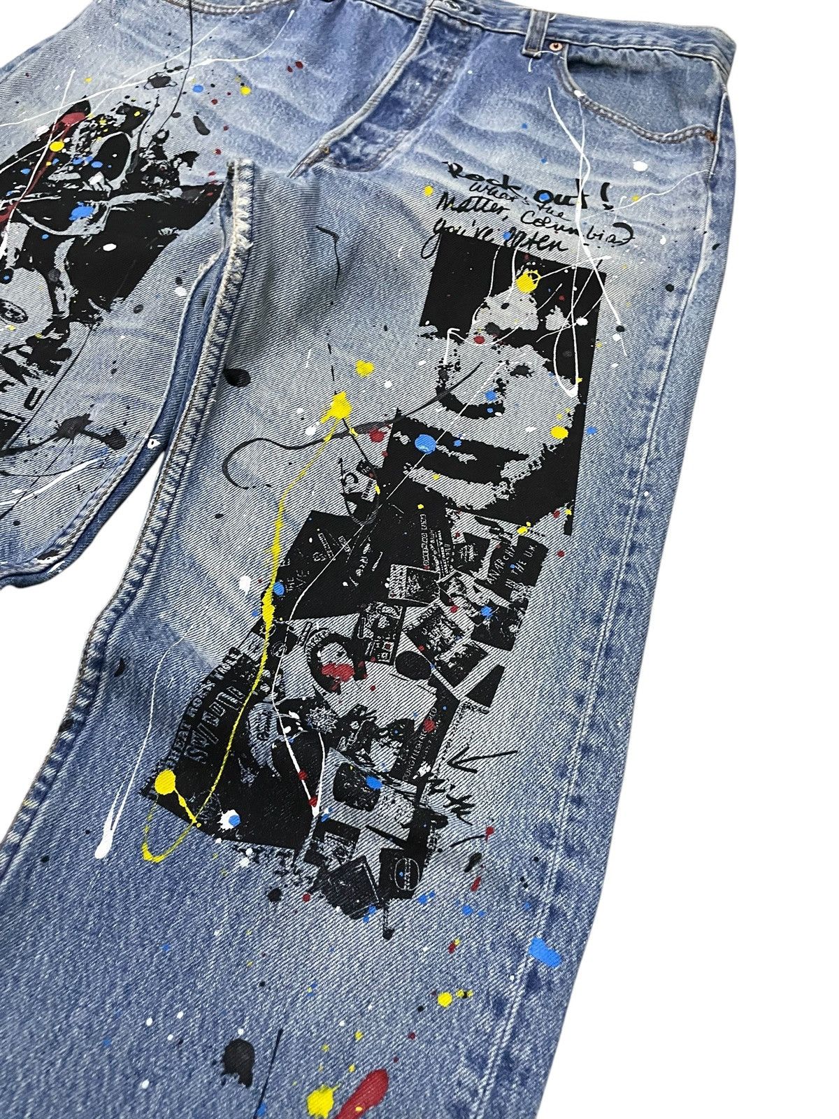 Hysteric Glamour × Levi's × Seditionaries Vintage Levis 501 Riot Poems Paint Splatter Jeans Size US 34 / EU 50 - 6 Thumbnail