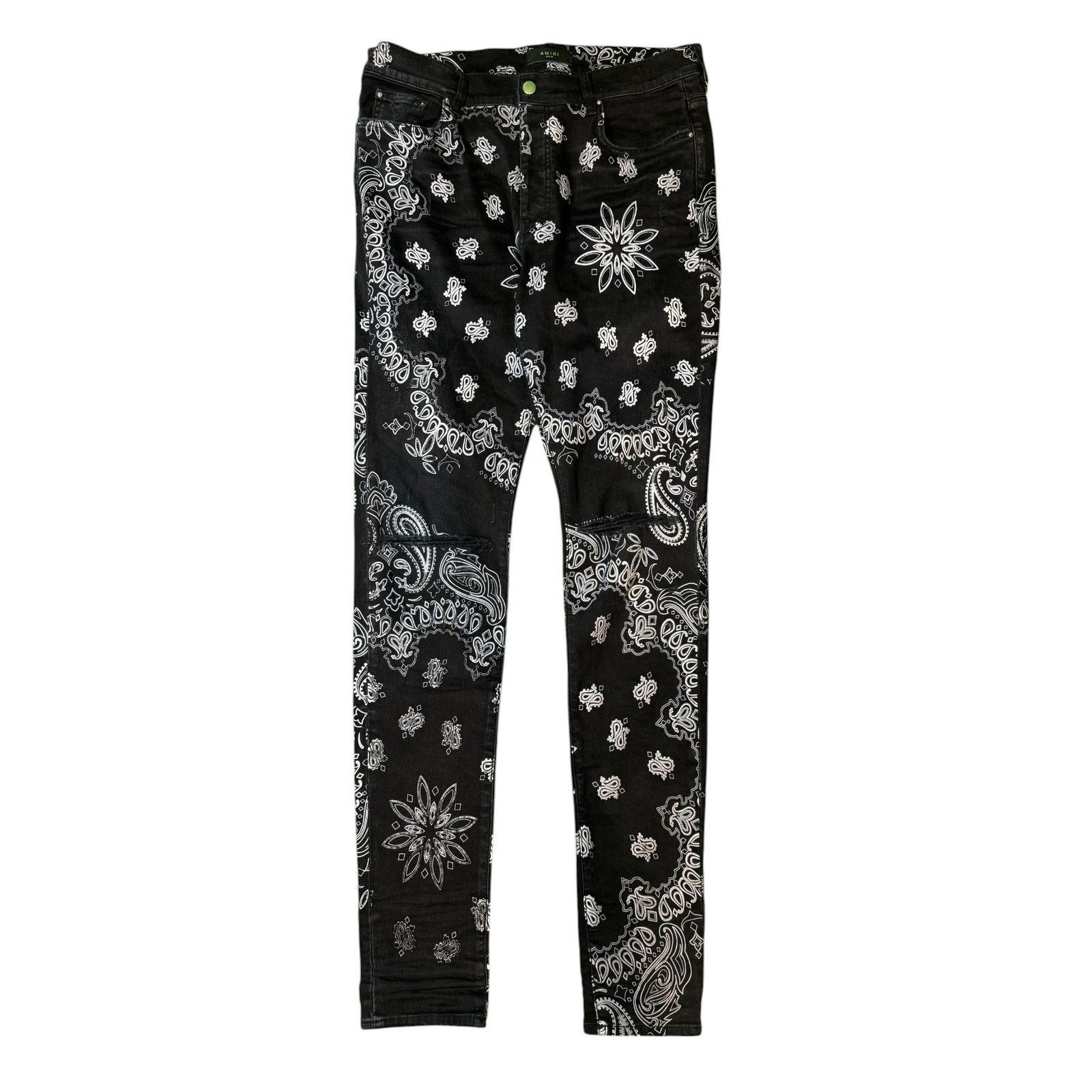 Amiri Amiri Stack Denim Paisley Black Jeans Size US 38 / EU 54 - 1 Thumbnail