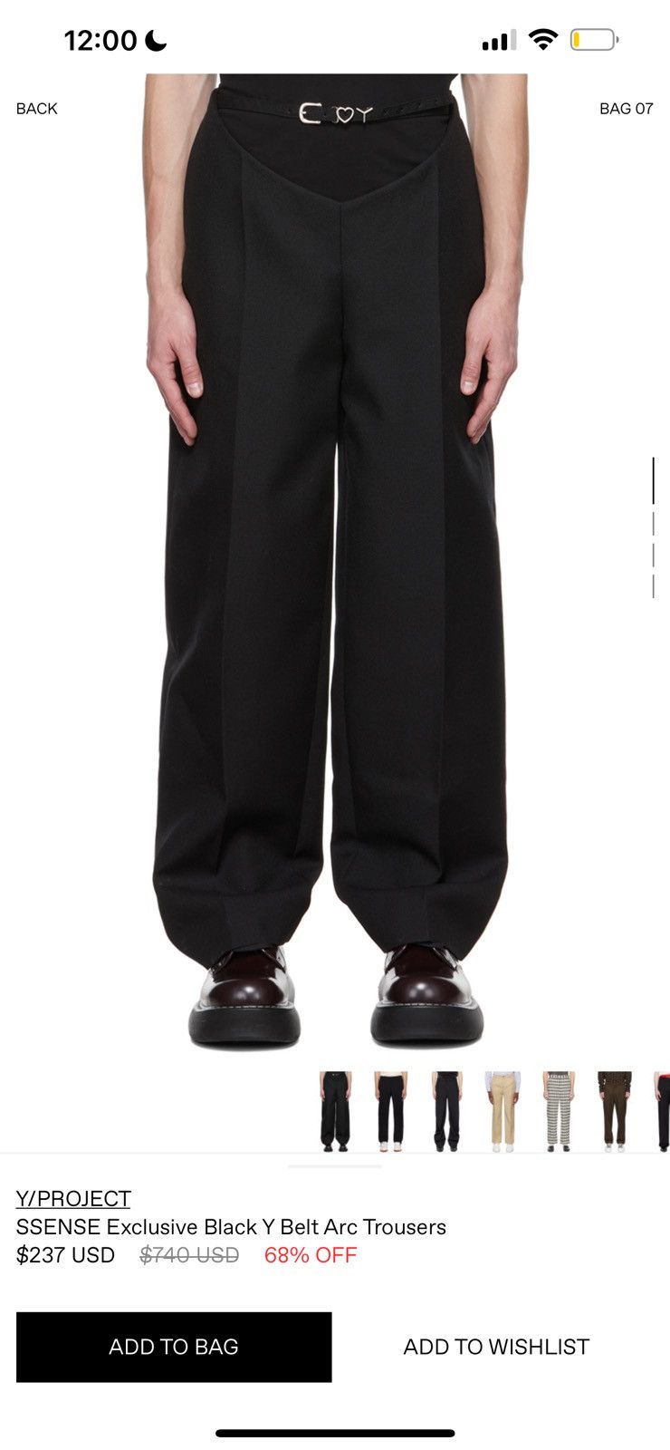 Y/PROJECT Y BELT TROUSERS スラックス Y/Project Y Belt Pants — SLOW WAVES