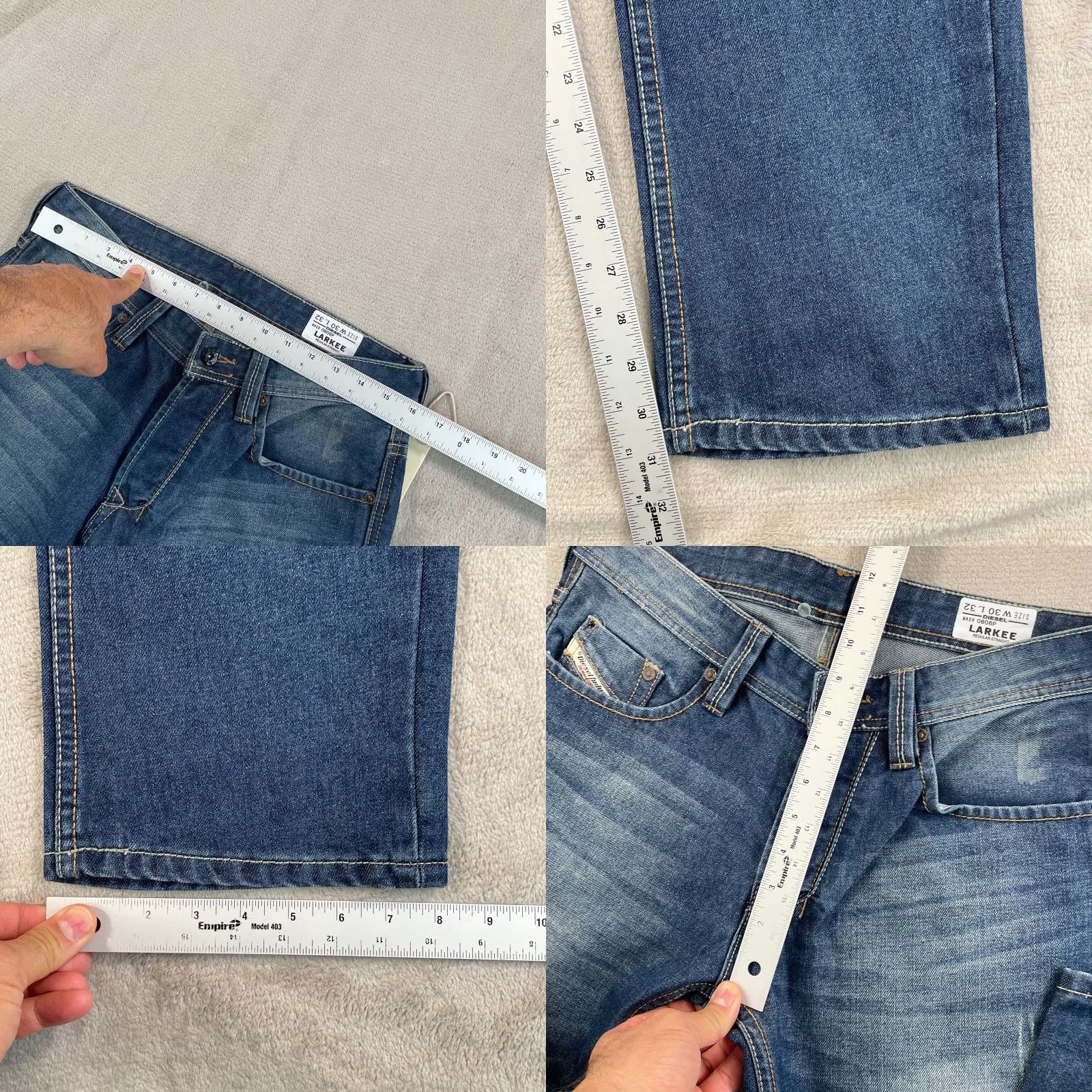 Diesel Diesel LARKEE Regular Straight Jeans Men 30x32 Blue 0806P Denim NWT Size US 30 / EU 46 - 8 Thumbnail