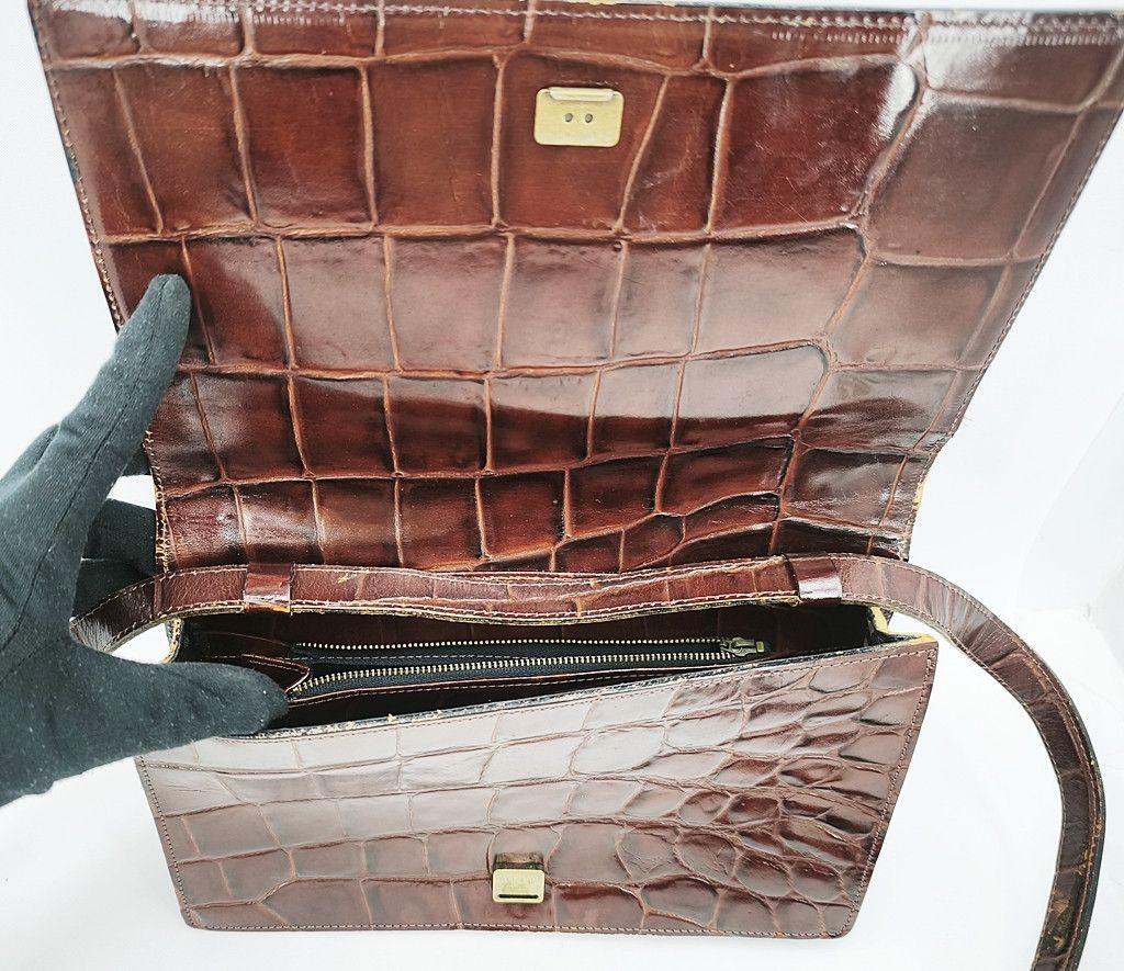 Jean Paul Gaultier JEAN PAUL GAULTIER Brown Croc embossed clutch sling bag Size ONE SIZE - 13 Thumbnail