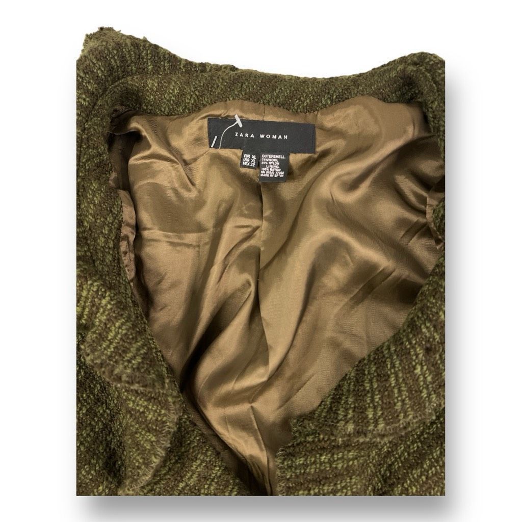 Zara Zara Tweed Ruffle Wool Blend Green Blazer Size Extra Large Size XL / US 12-14 / IT 48-50 - 3 Thumbnail