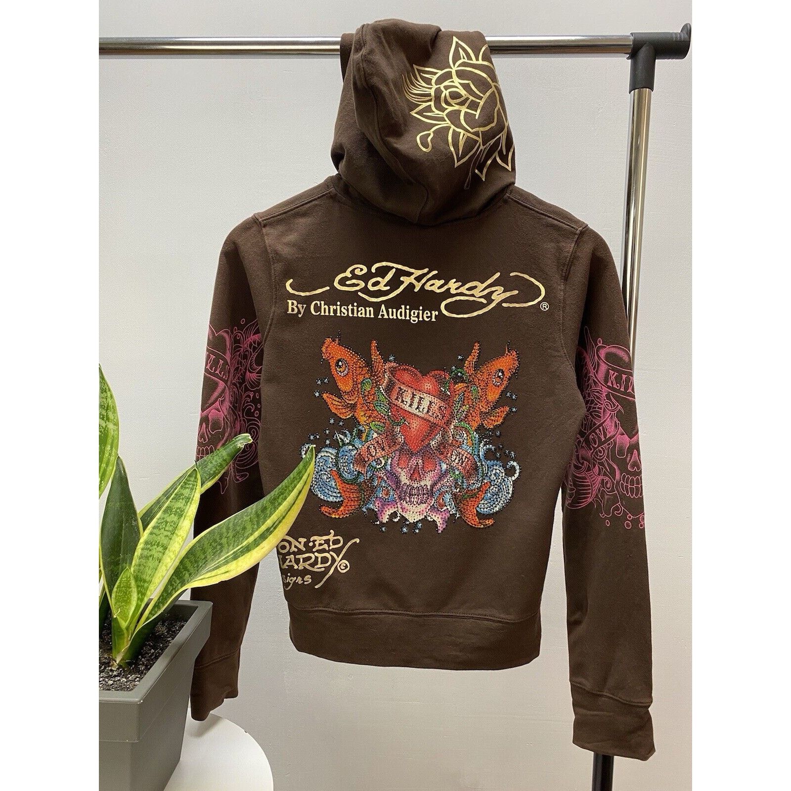 442 Ed Hardy スウェット セットアップ ラブキルスローリー L Ed Hardy Love Kills Slowly Heart Ivory Sweatpants | Zumiez