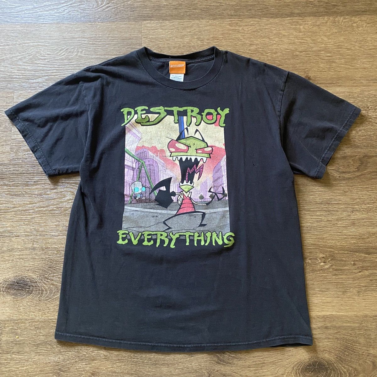 Vtg 2000s Invader Zim Nickelodeon Cartoon Show Black Tee L