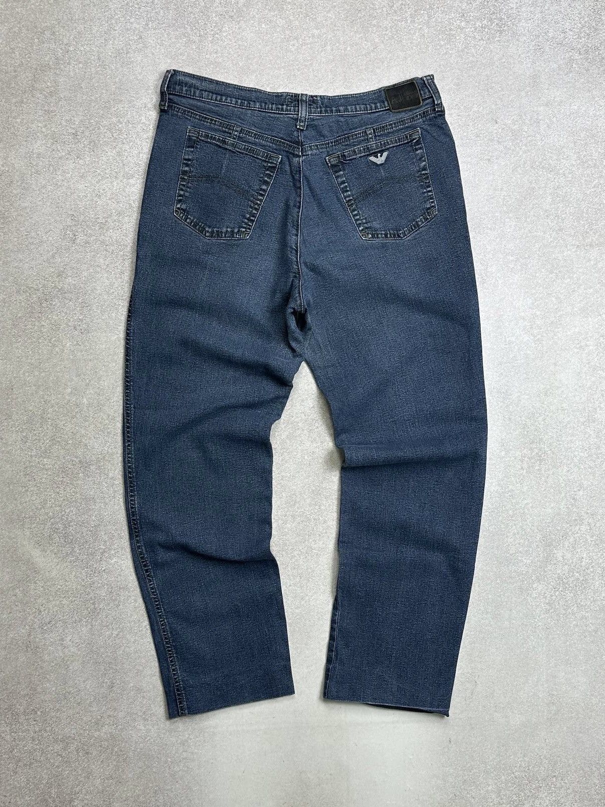 Armani Vintage Armani Metal Logo Baggy Relaxed Jeans Pants 33 Size US 33 - 1 Thumbnail