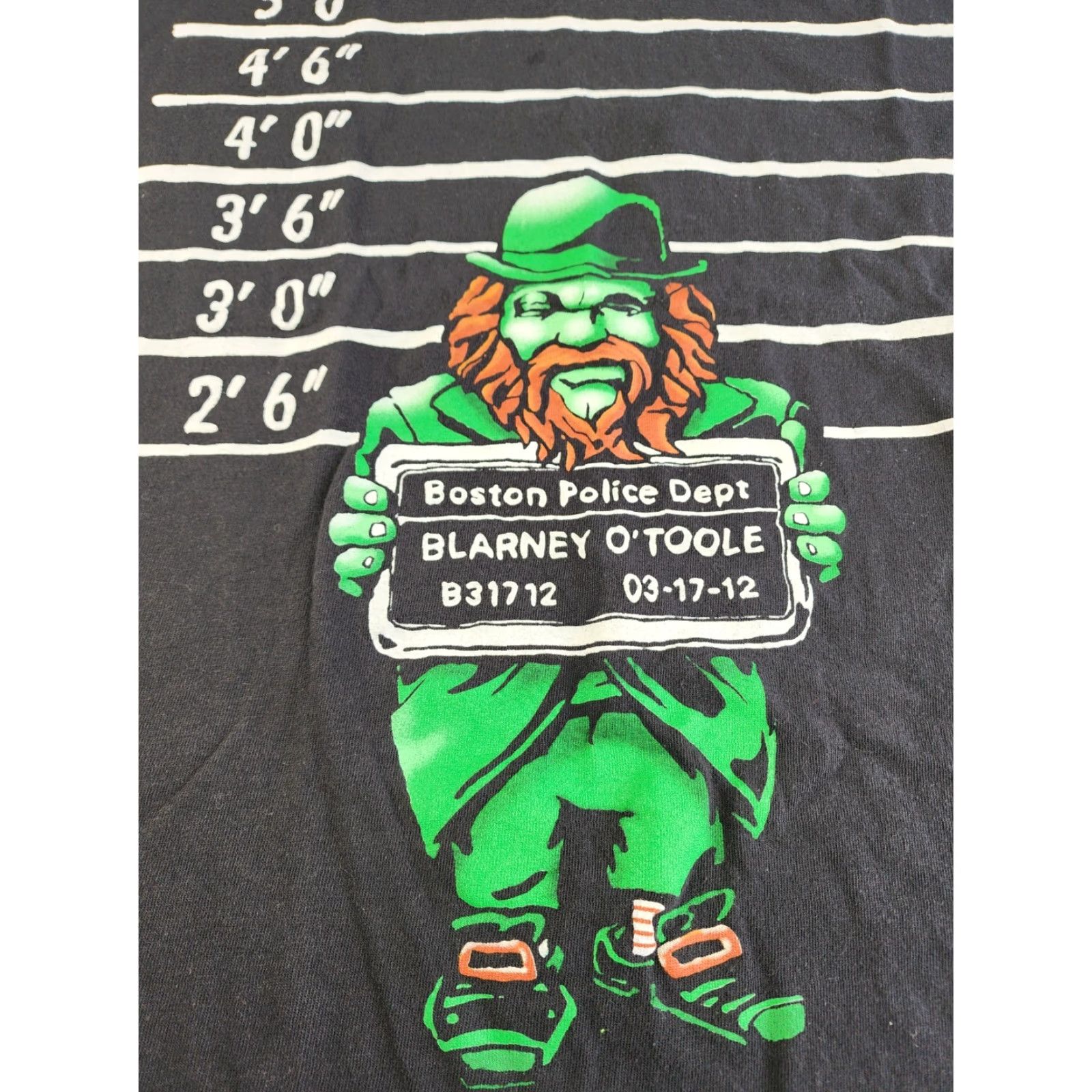 Vintage Leprechaun Shirt Men XL Black St Patricks Day T-Shirt Logo Graphic Print Boston Police Dept Size US XL / EU 56 / 4 - 2 Thumbnail