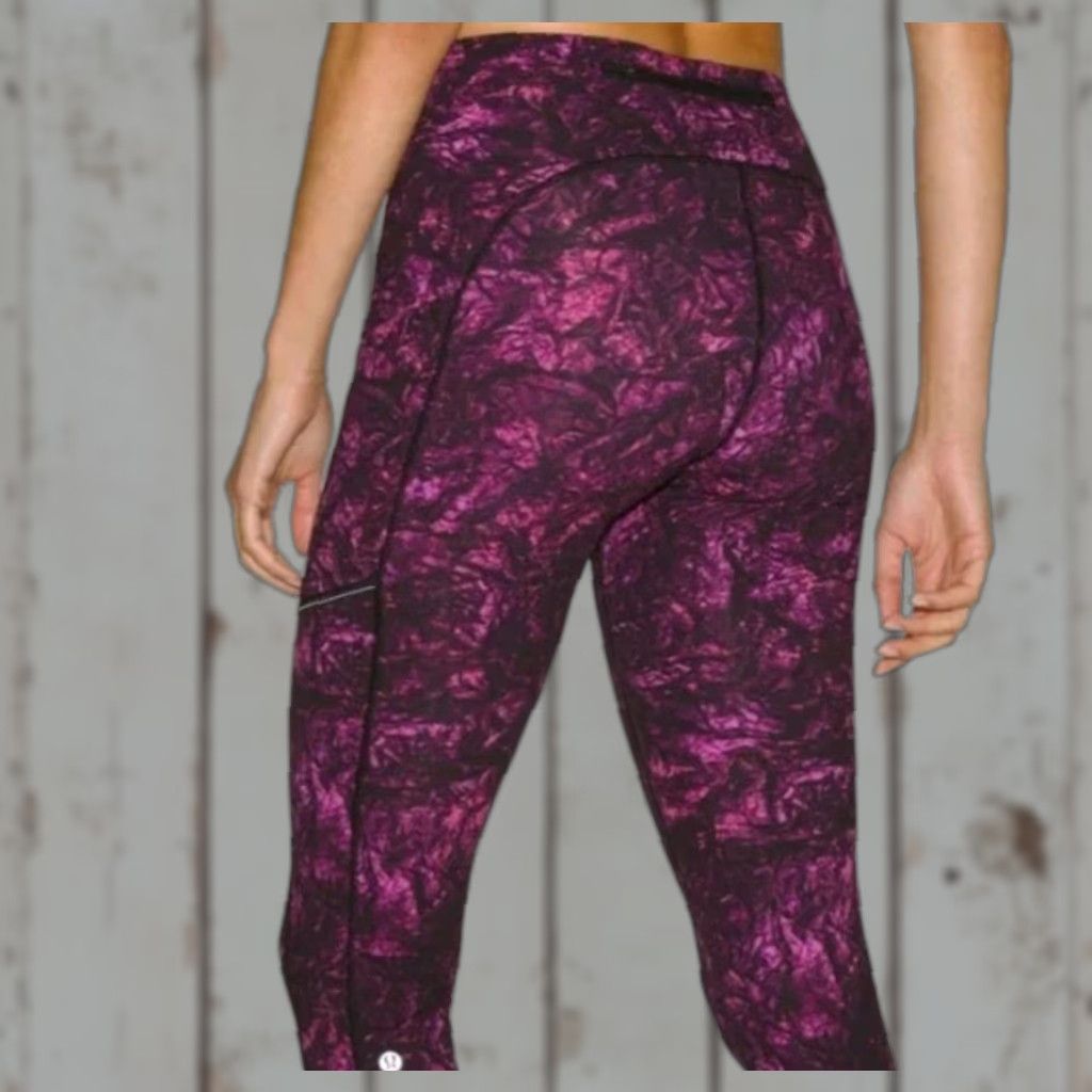 Gap GapFit Leggings Women's XL Black Pink Snakeskin Print Ankle Athletic Activewear Size 40" / US 18 - 1 Thumbnail