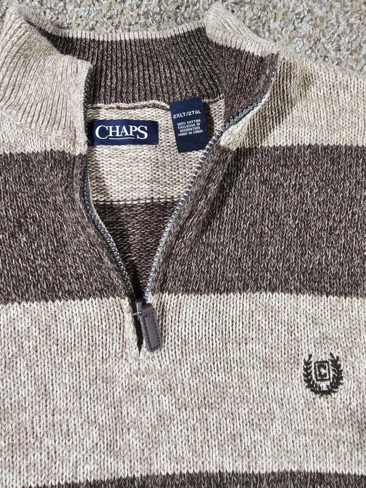 Chaps Chaps 2XLT Cog Twist Pullover Sweater 1/4 zip Brown Stripe Size US XXL / EU 58 / 5 - 2 Thumbnail
