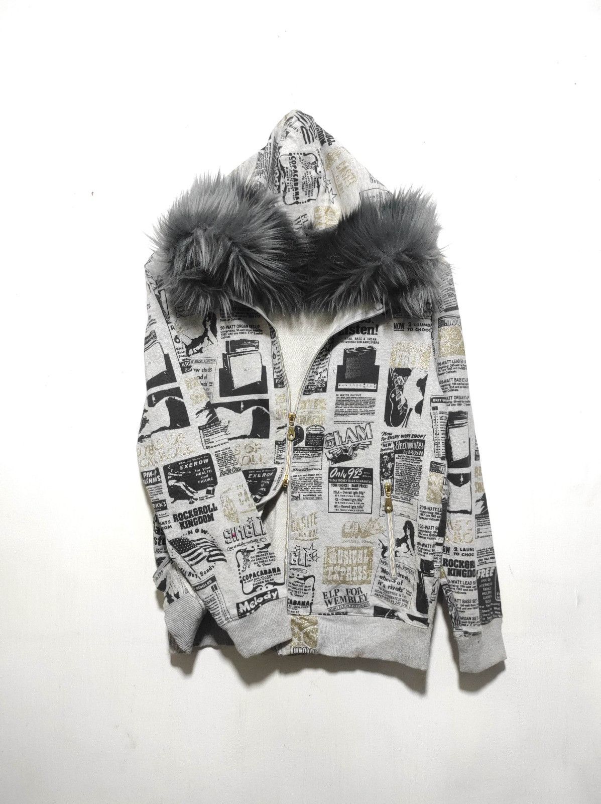 Japanese Brand Lock Heaven newspapper double zip fur hoodie LGB style Size US S / EU 44-46 / 1 - 3 Thumbnail