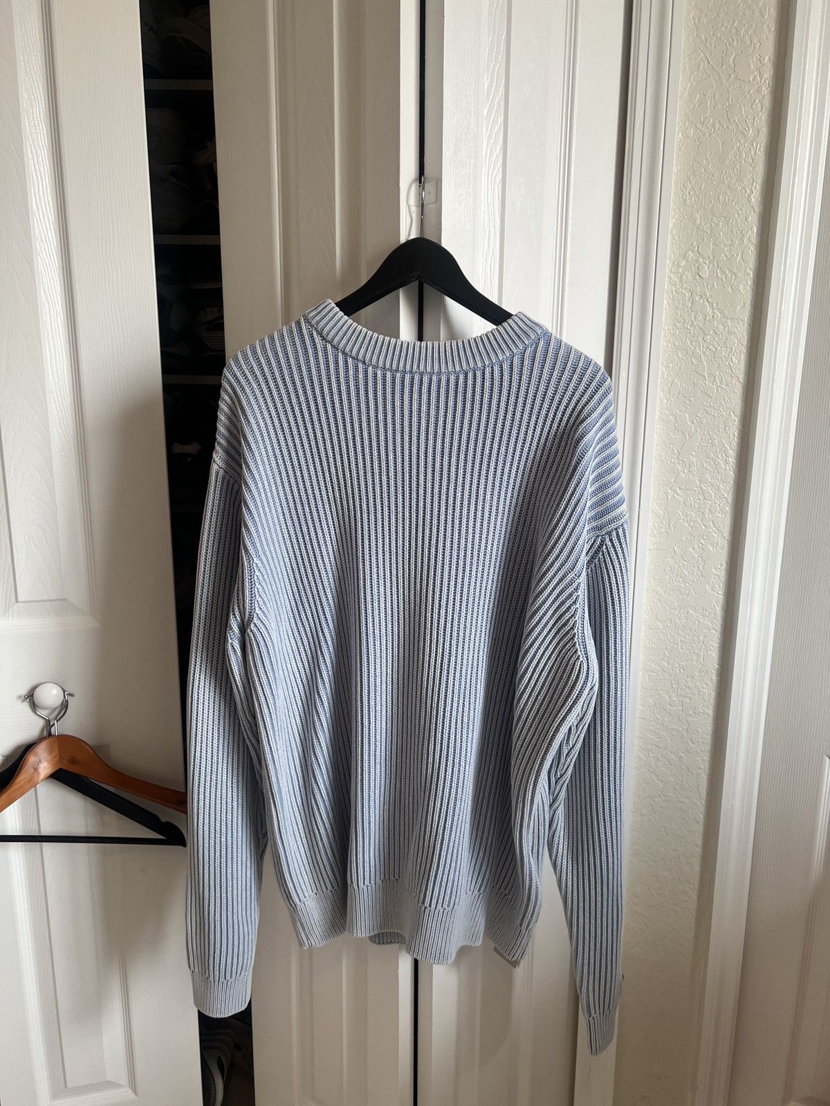 image of Kith Garment Dyed Meyer Knit Crewneck - L - Baby Blue, Men's (Size Large)