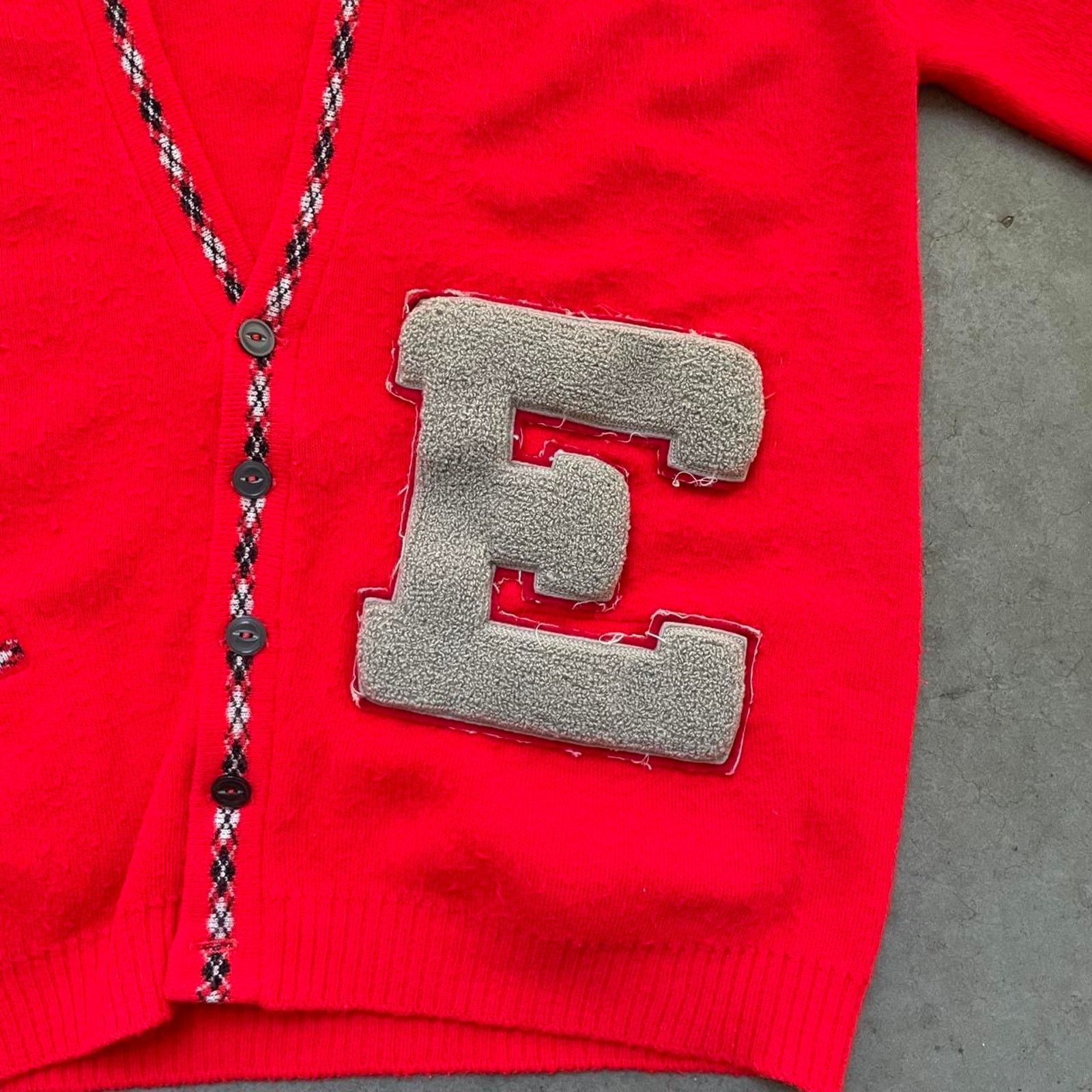 Vintage Vintage 80s Red “E” Cardigan Sweater Size US M / EU 48-50 / 2 - 3 Thumbnail