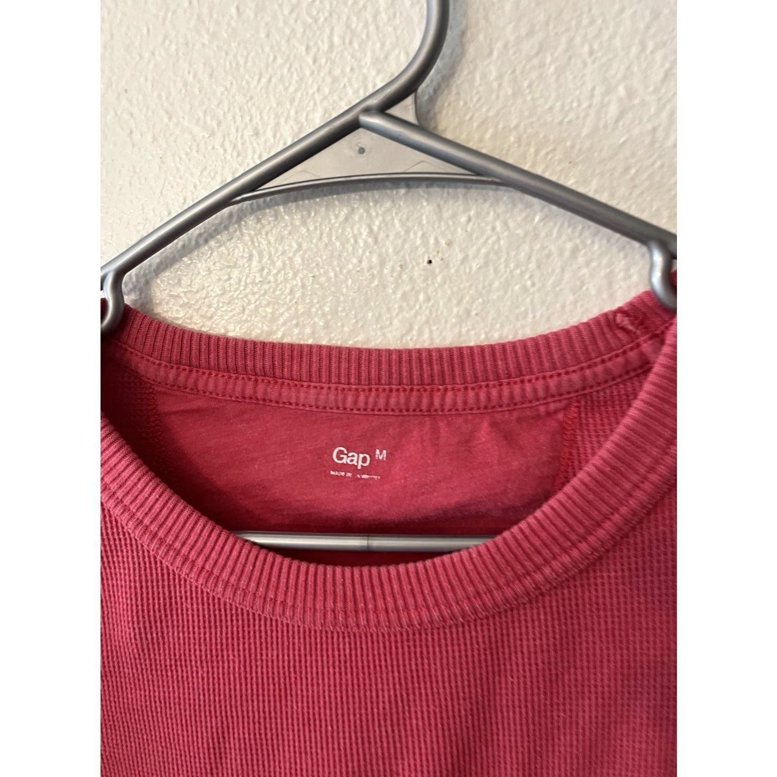 Gap GAP Women's Medium Pink Tee Waffle Long Sleeve Crew Neck T-Shirt Size M / US 6-8 / IT 42-44 - 4 Thumbnail