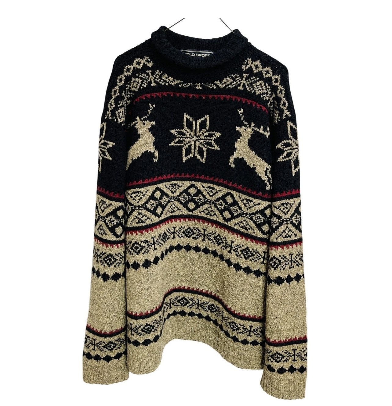 Vintage 90s Polo Sport Ralph Lauren Wool Reindeer Sweater L