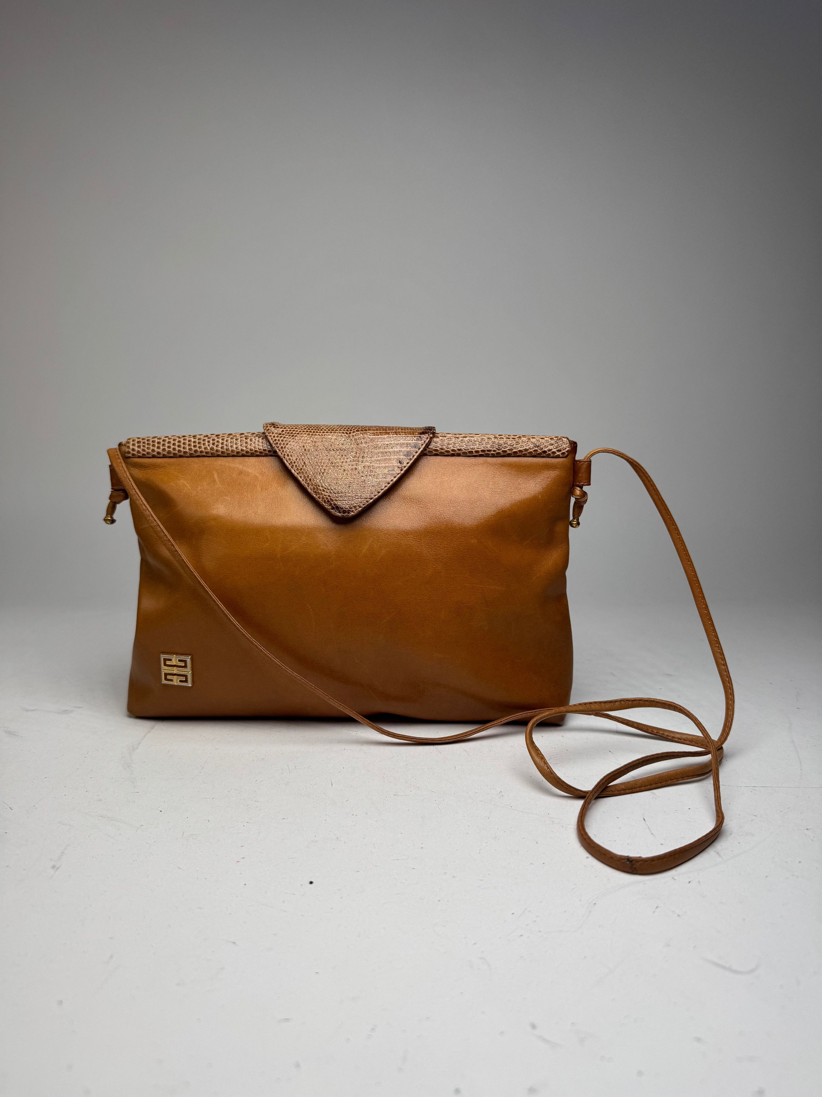 Givenchy Vintage Snake Embossed Leather Crossbody Bag Camel Size ONE SIZE - 1 Thumbnail