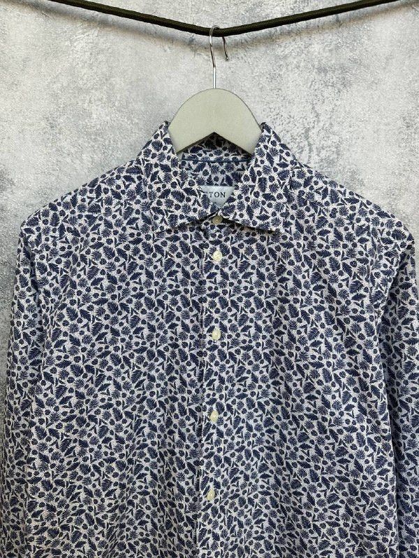 Eton Eton Button Up Shirt Floral Poplin Cotton LS Slim Fit Size US M / EU 48-50 / 2 - 4 Thumbnail
