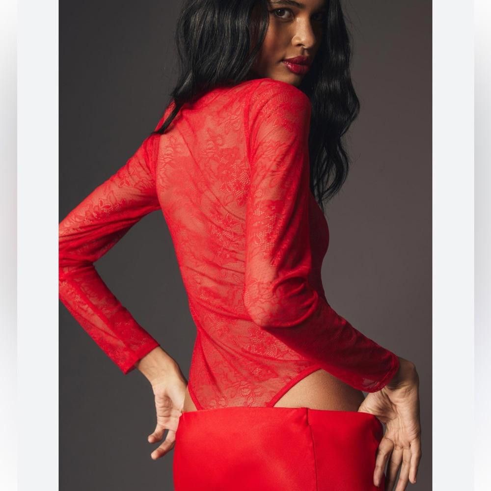 Designer Anthropologie l NWT The Harlowe Lace Bodysuit XS Size XS / US 0-2 / IT 36-38 - 2 Thumbnail