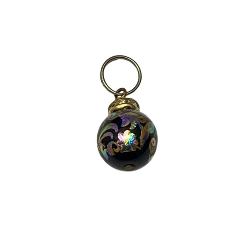 The Unbranded Brand Vintage Glass Ball Charm Pendant Floral Black Gold Jewelry Size ONE SIZE - 4 Thumbnail