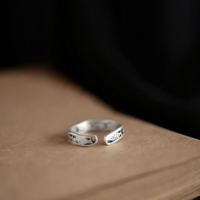 Vintage Resizable 925 Sterling Silver Minimalist Simple Fish Ring Size ONE SIZE - 3 Thumbnail