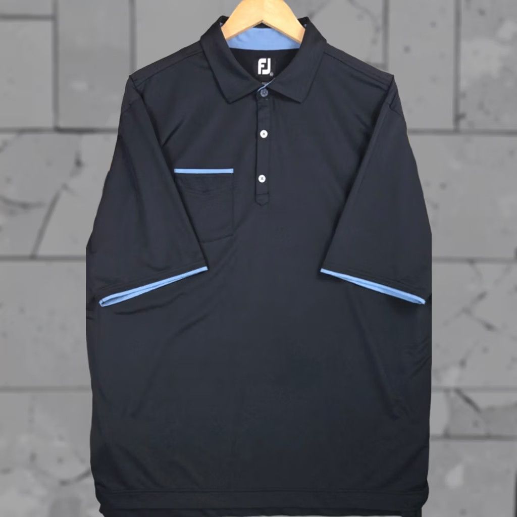 Footjoy FOOTJOY Performance Polo Shirt Size XL Black Blue Pocketed Wicking Golf Mens Size US XL / EU 56 / 4 - 1 Thumbnail