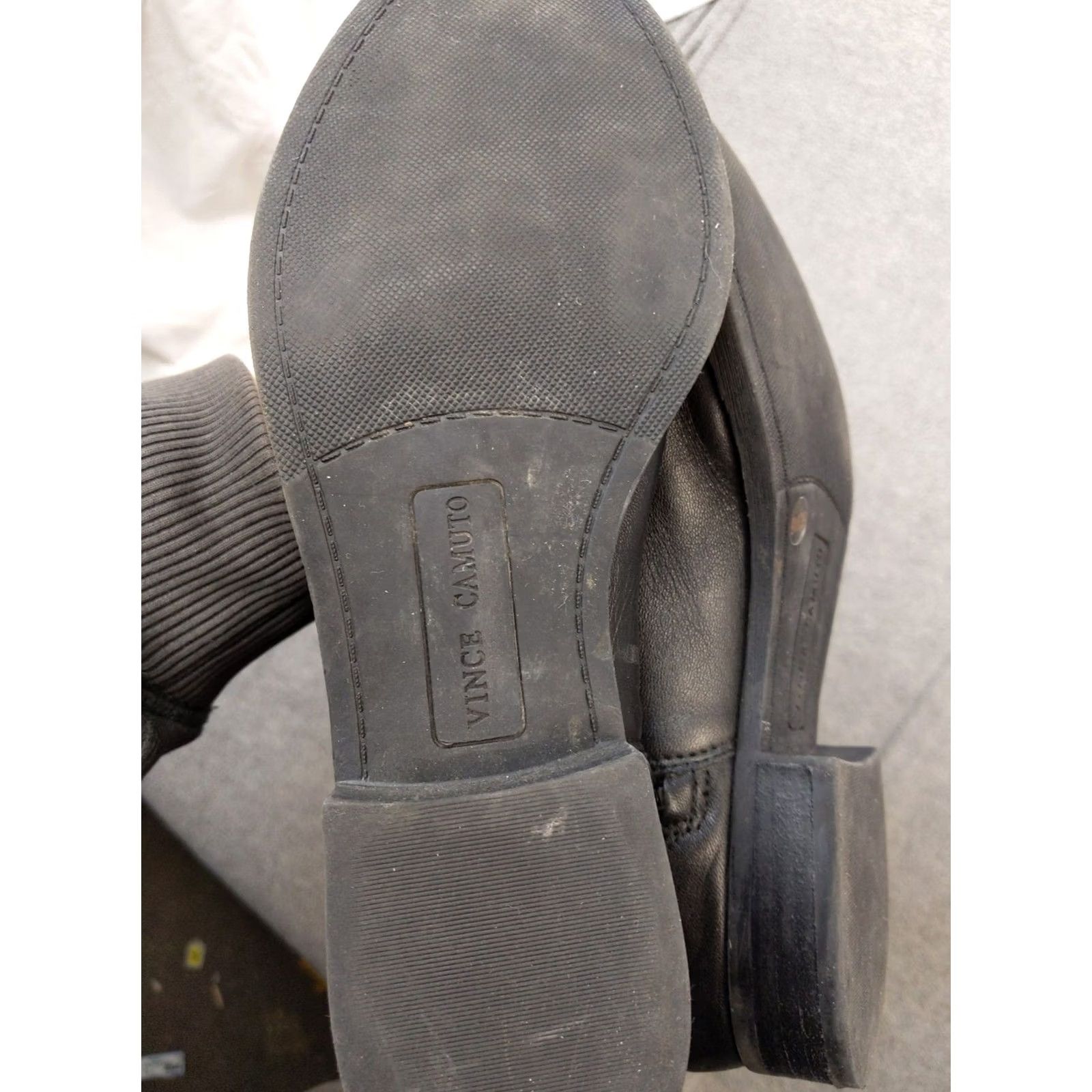Vince Camuto Vince Camuto Womens Boots Knee High Leather Black Knit Quilted Buckle Side Zip 9M 39 Size US 9 / IT 39 - 6 Thumbnail
