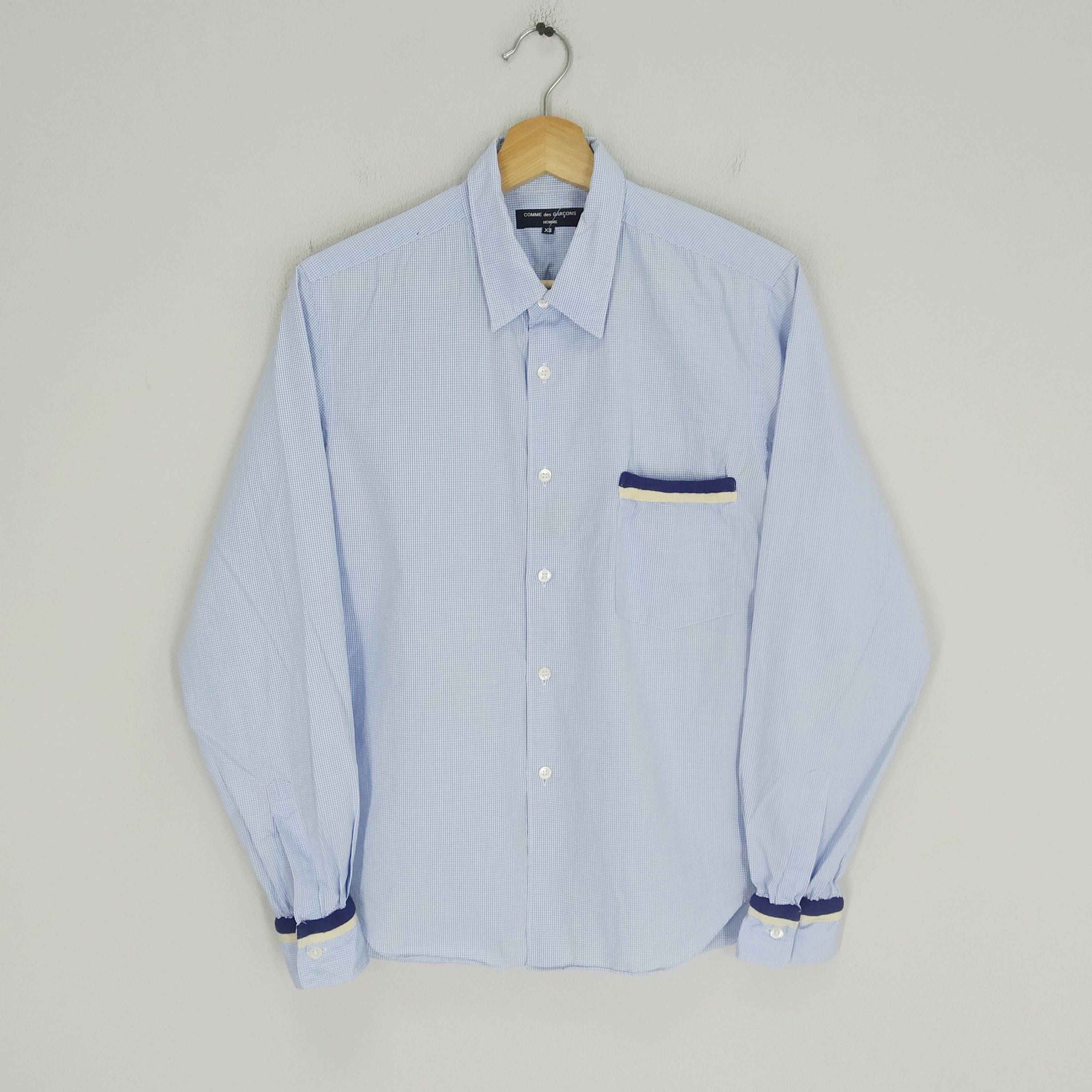 Comme des Garcons × Comme des Garcons Homme × Japanese Brand Vintage Comme des Garcons Homme Plaid Blue Oxford Shirt Size US M / EU 48-50 / 2 - 1 Thumbnail
