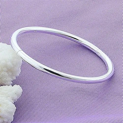 Jewelry × Vintage 925 Sterling Silver Bangle Simple Solid Smooth Unisex Size ONE SIZE - 3 Thumbnail