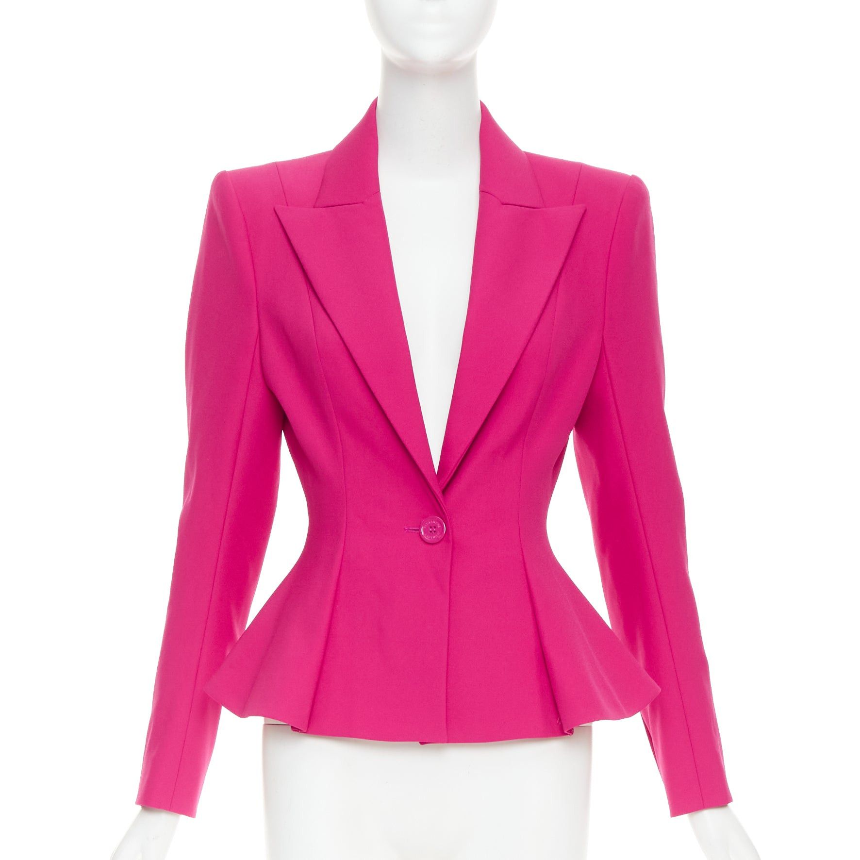 Alexandre Vauthier ALEXANDRE VAUTHIER hibiscus pink padded shoulder wasp waist peplum blazer jacket S Size S / US 4 / IT 40 - 1 Thumbnail