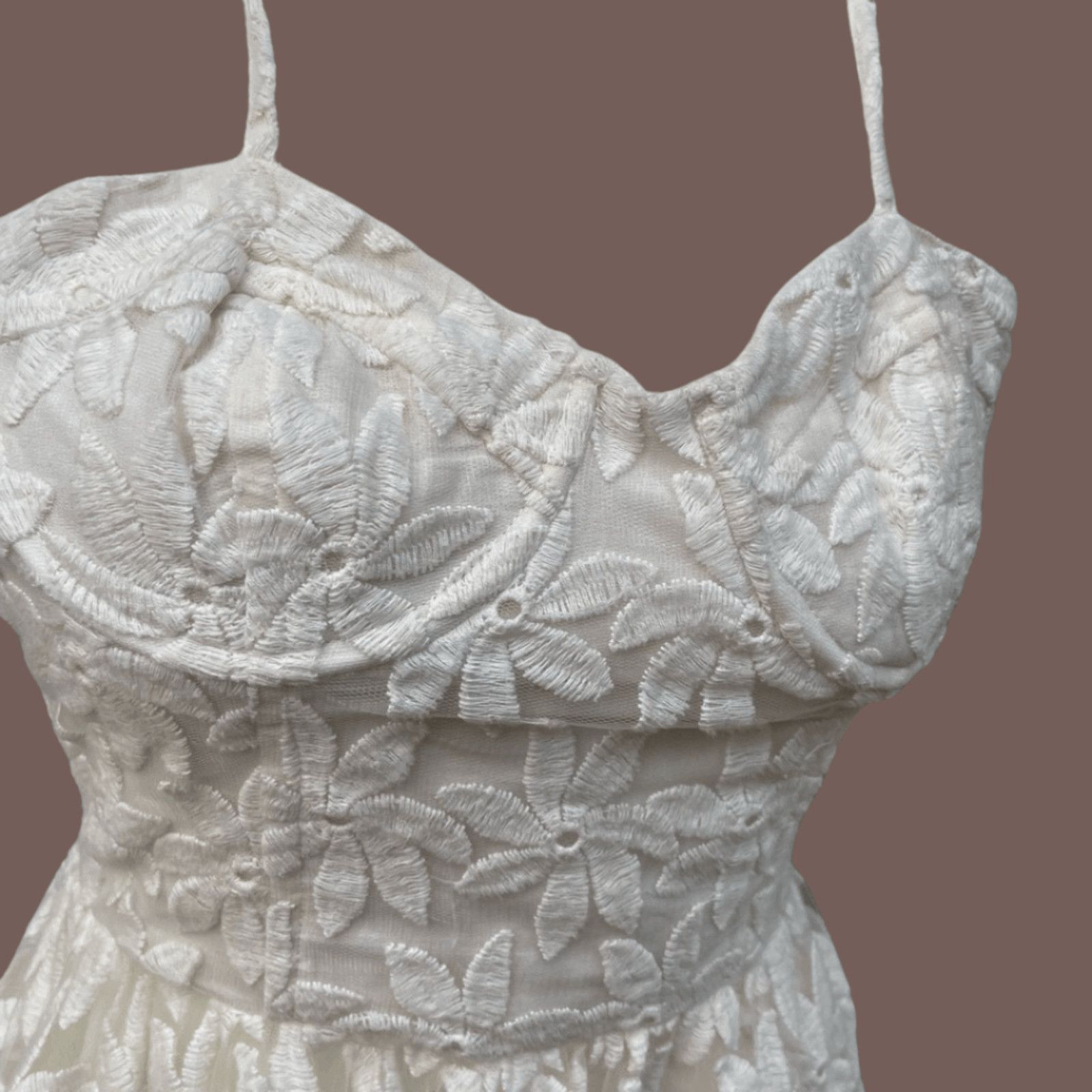 Forever 21 VTG Mini Dress | Forever21 White Embroidered Floral Coquette Size S / US 4 / IT 40 - 3 Thumbnail