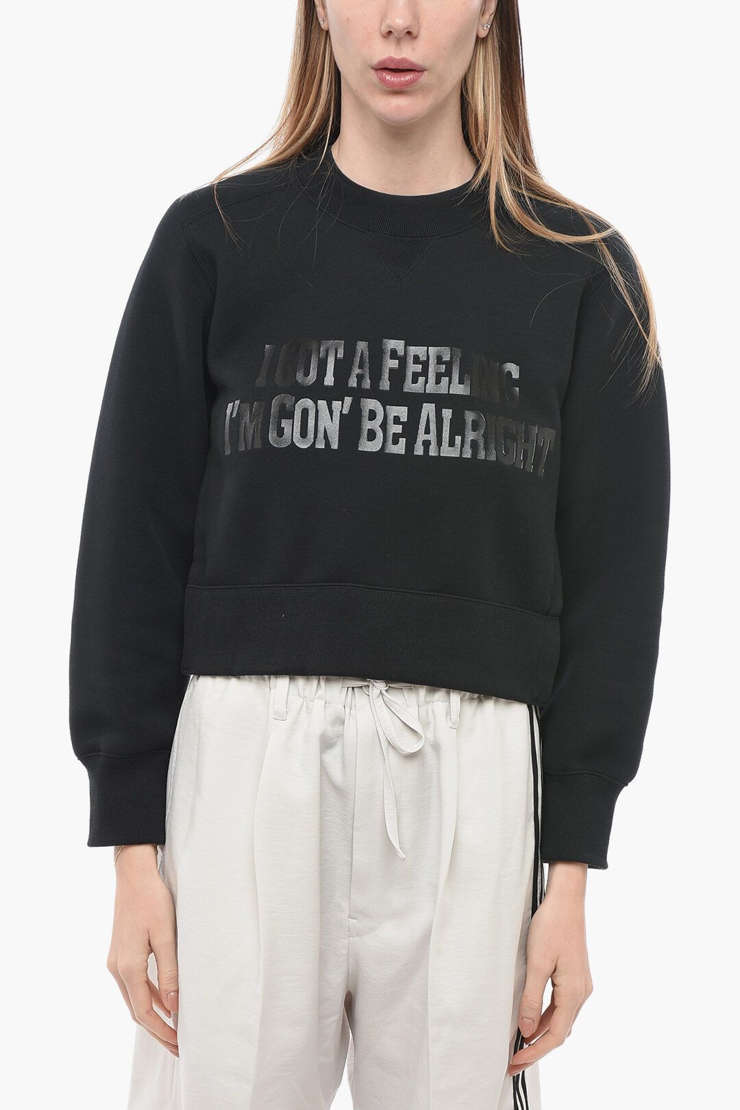 Sacai og1mm0724 Cropped Fit Sweatshirt in Black Size M / US 6-8 / IT 42-44 - 1 Thumbnail