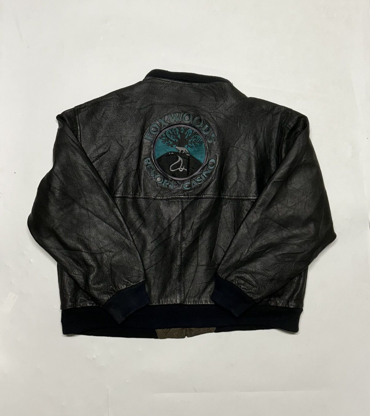 image of Vintage Foxwoods Resort & Casino Reversible Leather Jacket in Black, Men's (Size 2XL)