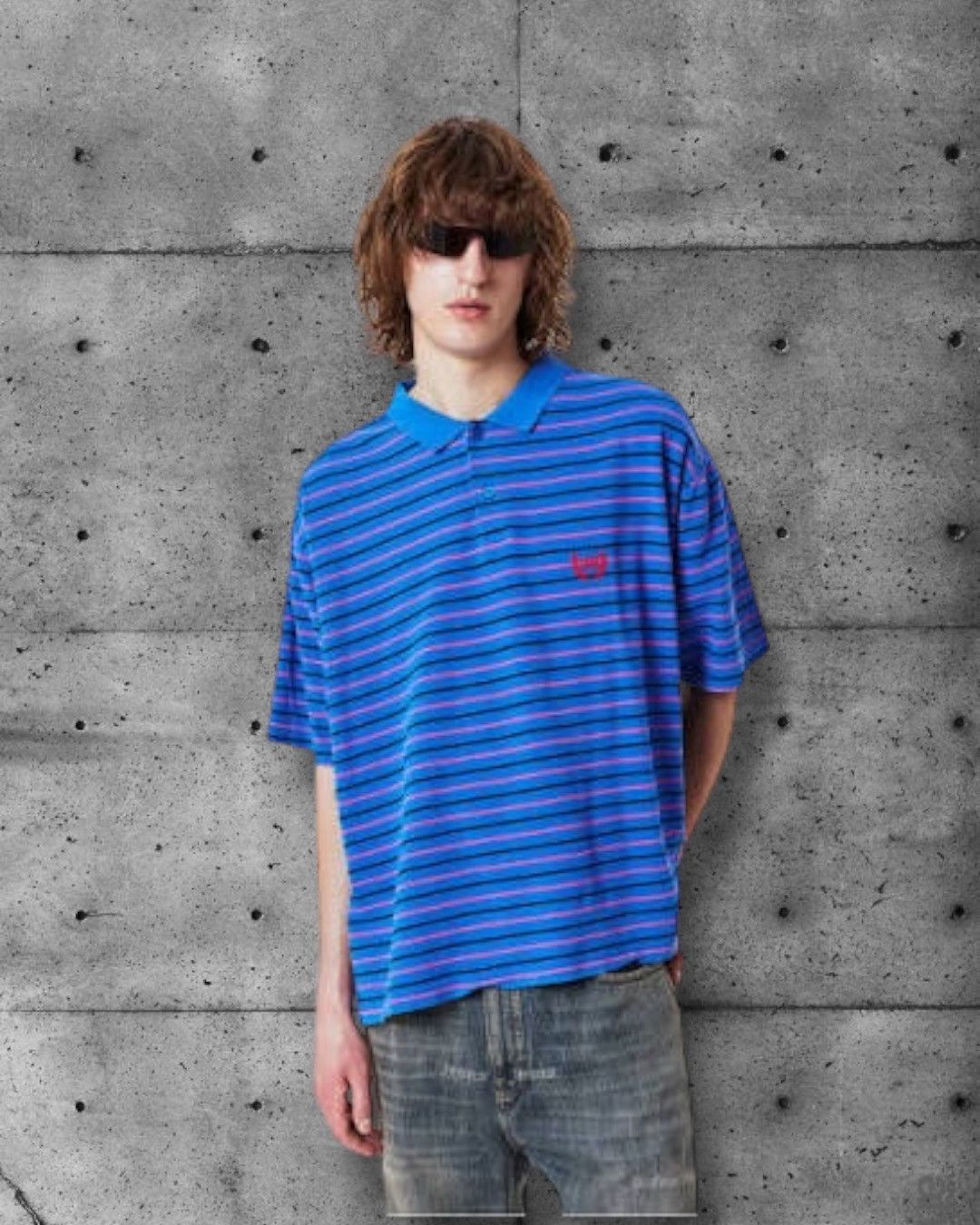 Balenciaga Balenciaga Blue Pink Striped Oversized Polo Shirt Runway Size US L / EU 52-54 / 3 - 3 Thumbnail