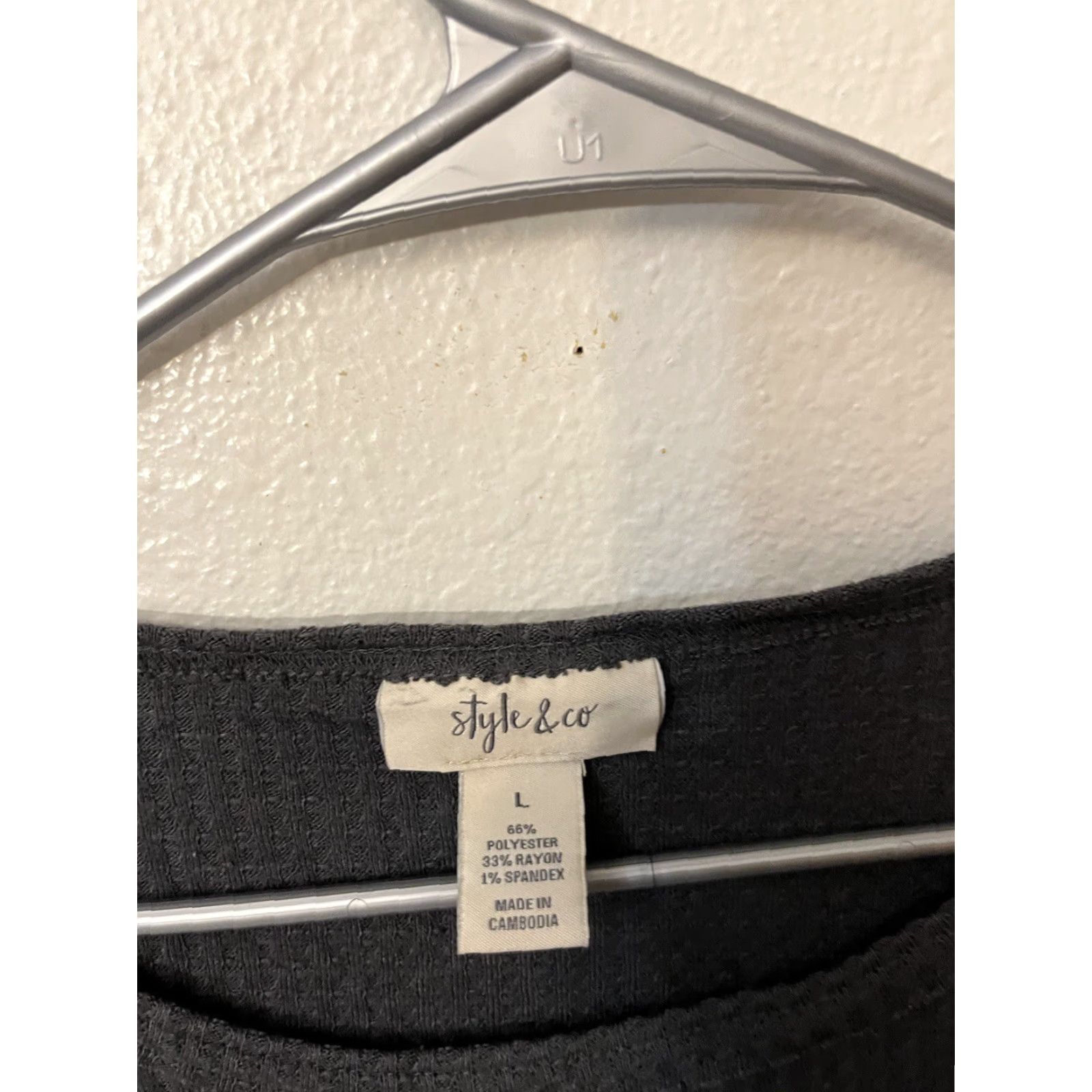 Style & Co VINTAGE Style & Co Blouse Womens L Gray Ombre Long Sleeve Cold Shoulder Size L / US 10 / IT 46 - 2 Thumbnail