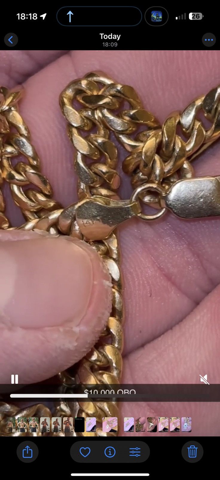 Other Heavy 14k gold Cuban chain & 14k gold pendant. dia & emerald Size ONE SIZE - 4 Thumbnail