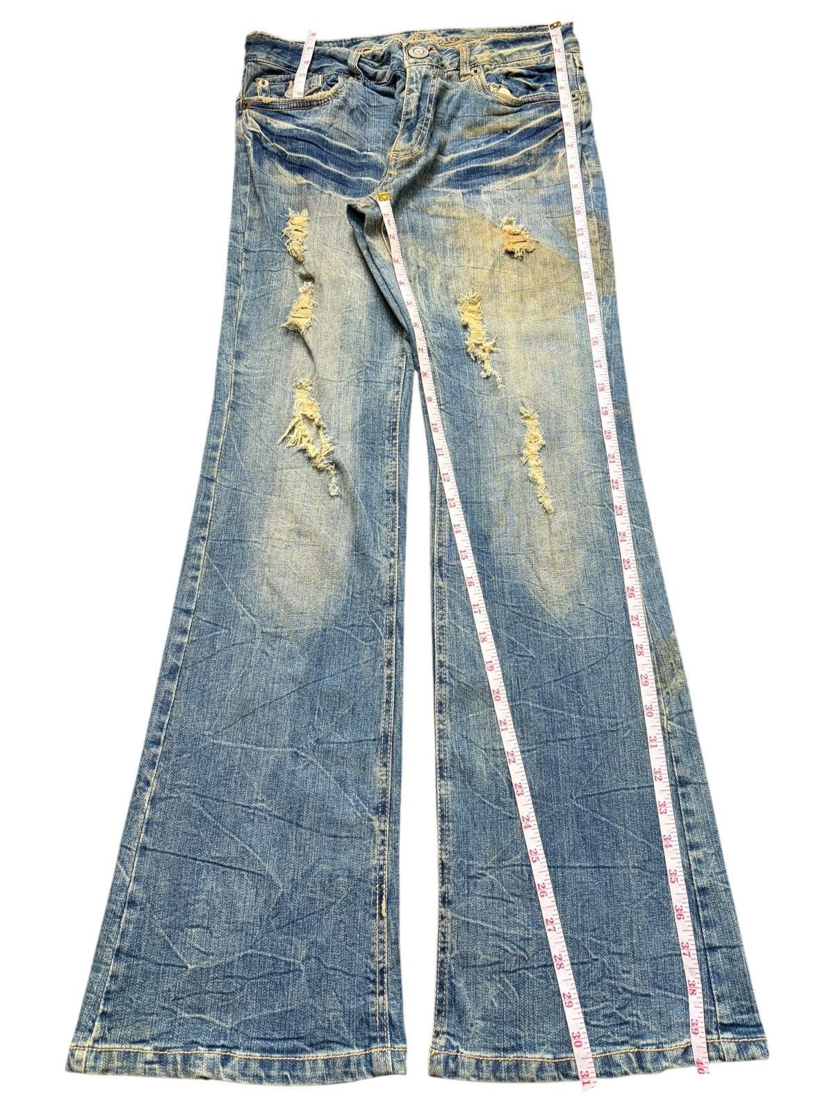 Hysteric Glamour Vintage Japanese Brand Distress Low Rise Flare Jeans Size 28" / US 6 / IT 42 - 7 Thumbnail
