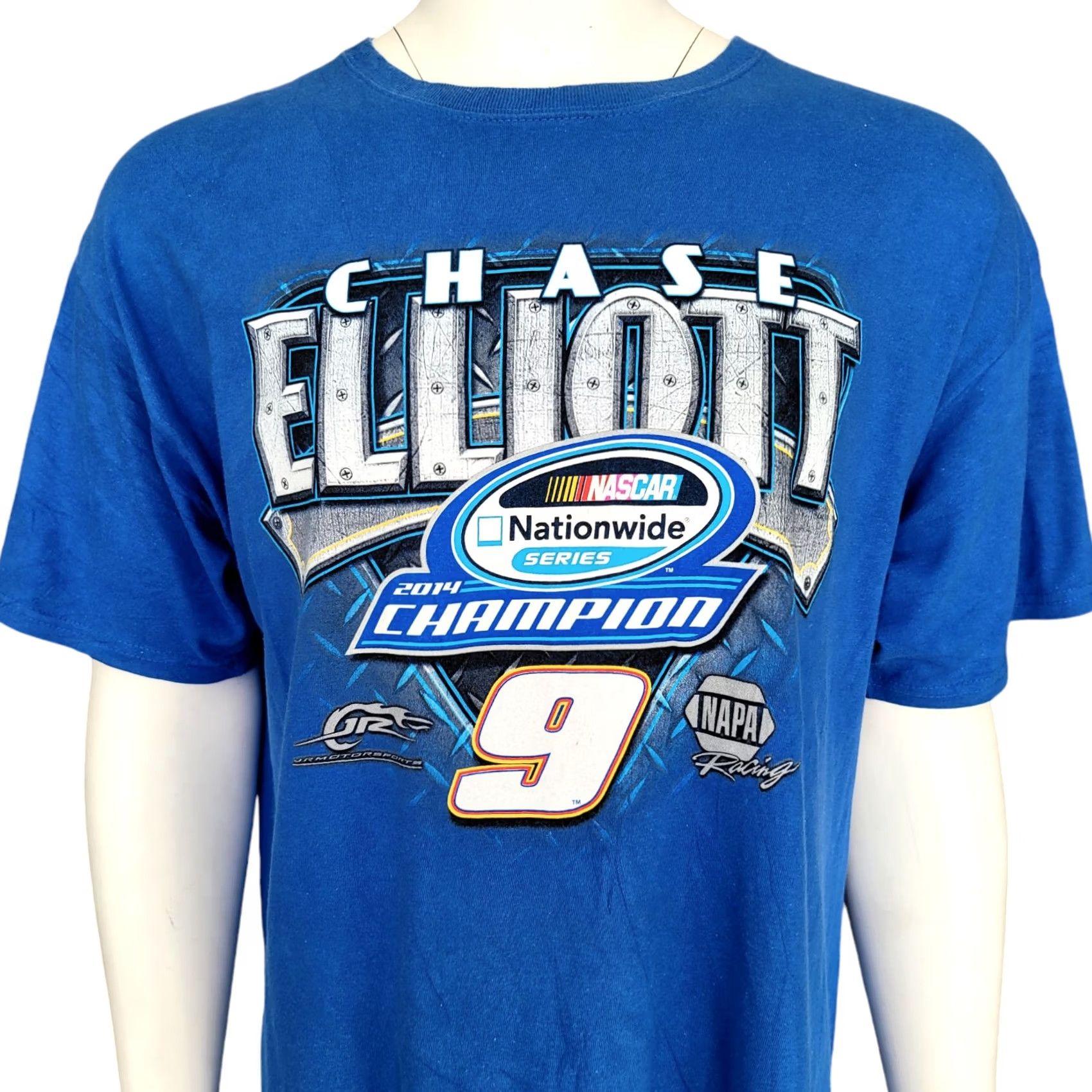 Chase Authentics Chase Authentics NASCAR Chase Elliott 2014 Nationwide Champion T-Shirt XL Blue Graphic Print Vintage Unisex Adults Short Sleeve Crew Neck Regular - Size US XL / EU 56 / 4 - 5 Thumbnail
