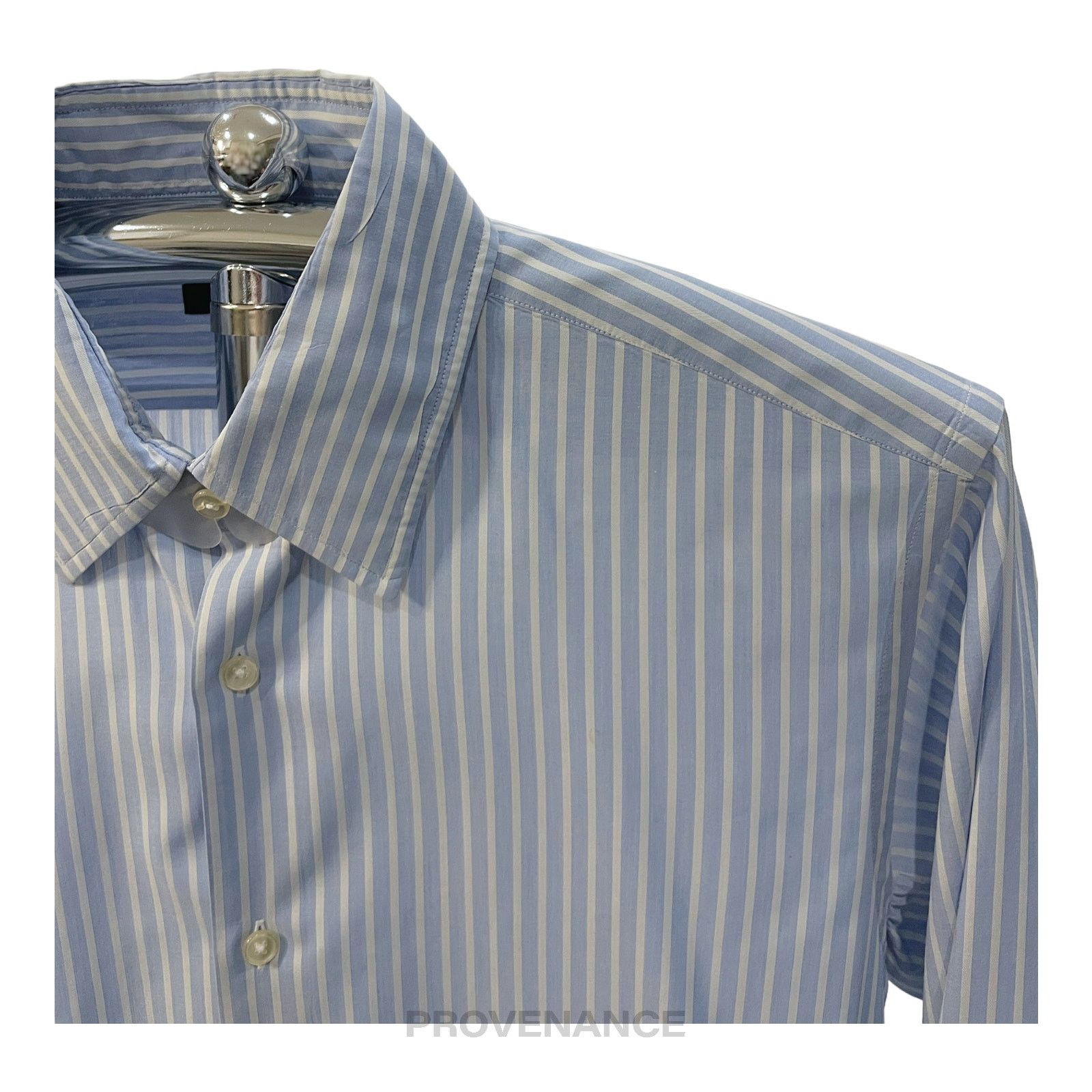 Hugo Boss 🔴 Boss Button Down Shirt - White Blue Striped Size US M / EU 48-50 / 2 - 4 Thumbnail