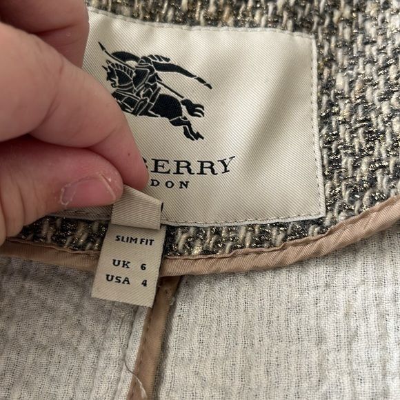 Burberry Burberry Metallic Tweed Gold Belted Trench Coat Jacket Size S / US 4 / IT 40 - 13 Thumbnail