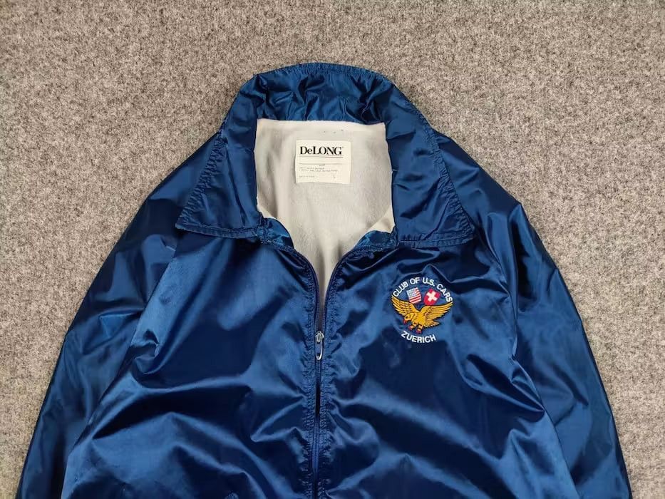 Delong Vintage 90' Delong Light Blue Bomber Jacket Club of U.S. Car Size US L / EU 52-54 / 3 - 3 Thumbnail