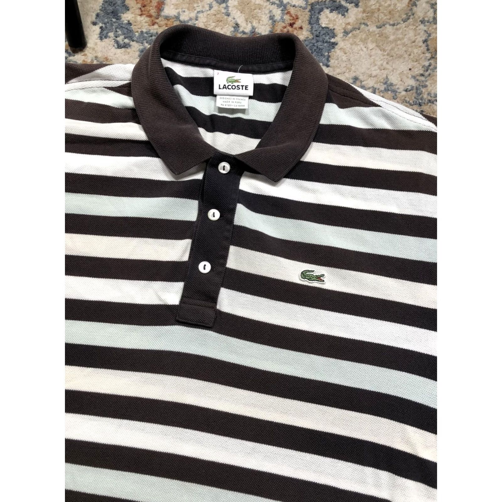 Lacoste Lacoste Polo Shirt Mens 2XL Multicolor Stripe Pique Slim Classic Collar Crocodile Logo Shirt Size US XXL / EU 58 / 5 - 6 Thumbnail