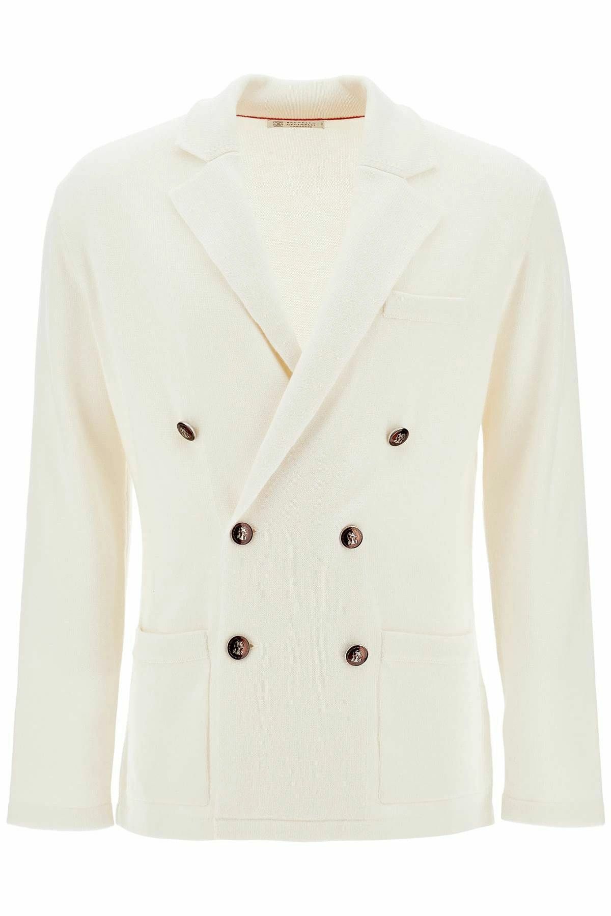 Brunello Cucinelli o1w1db10326 Double Breasted Cashmere Cardigan in White Size US L / EU 52-54 / 3 - 1 Thumbnail