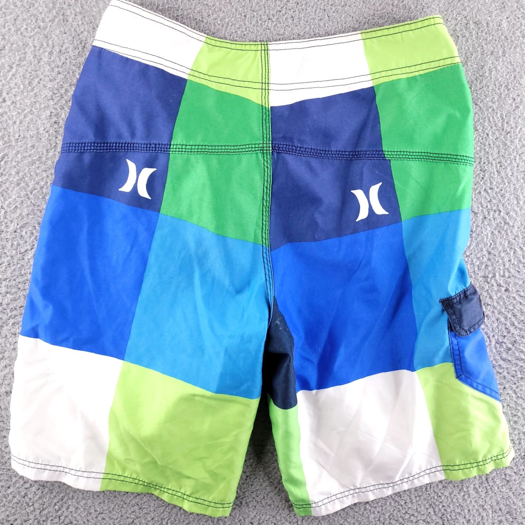 Hurley Hurley Boardshorts Mens 28 Colorblock Green Windowpane Swim Trunks Bottoms Size US 28 / EU 44 - 5 Thumbnail