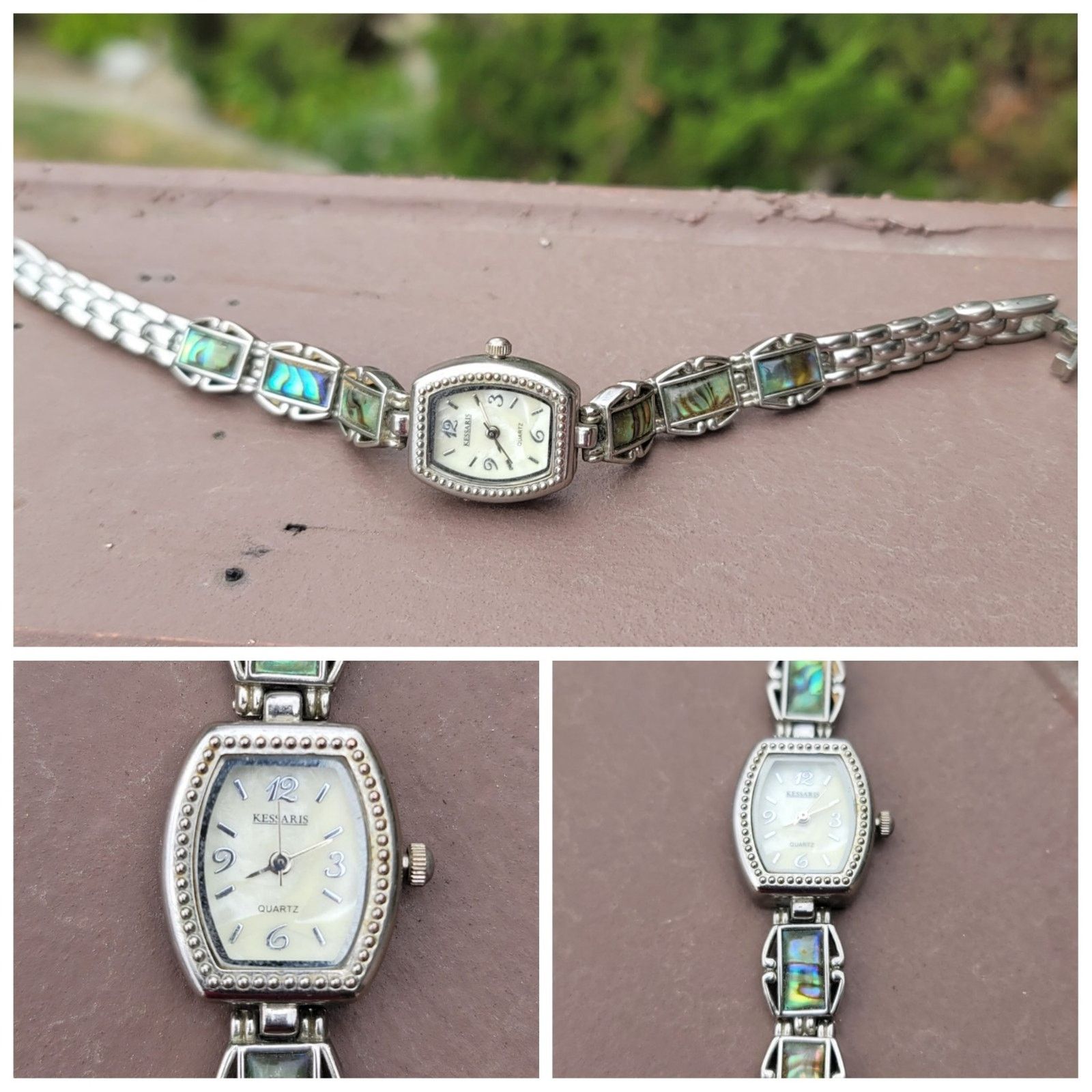 The Unbranded Brand Vtg Silver Tone Kessaris Abalone Gemstone Band Watch Size ONE SIZE - 1 Thumbnail